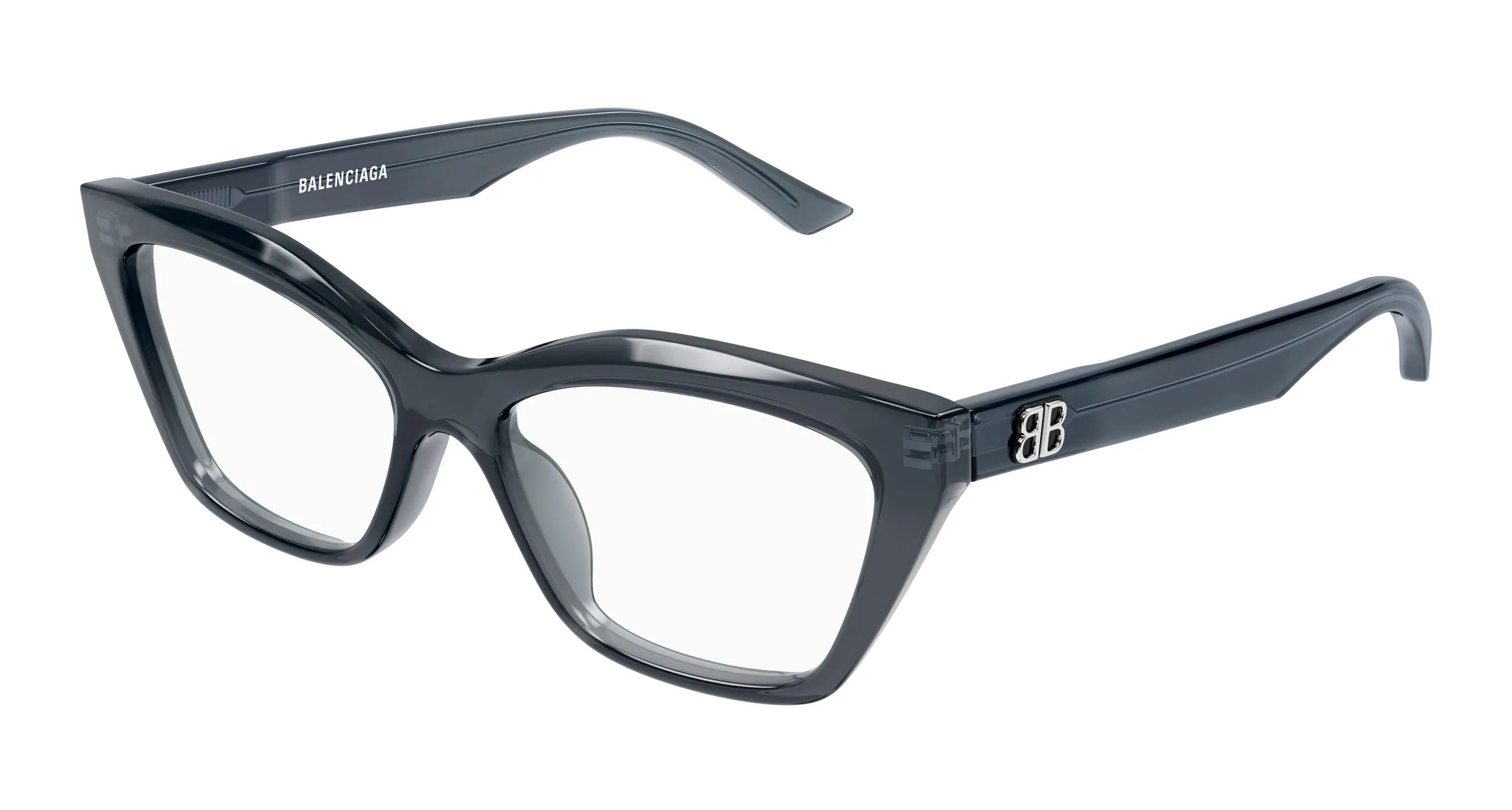 Balenciaga BB0342O 018 Montature da vista Acetato Grigio Trasparente Cat Eye - immagine 1