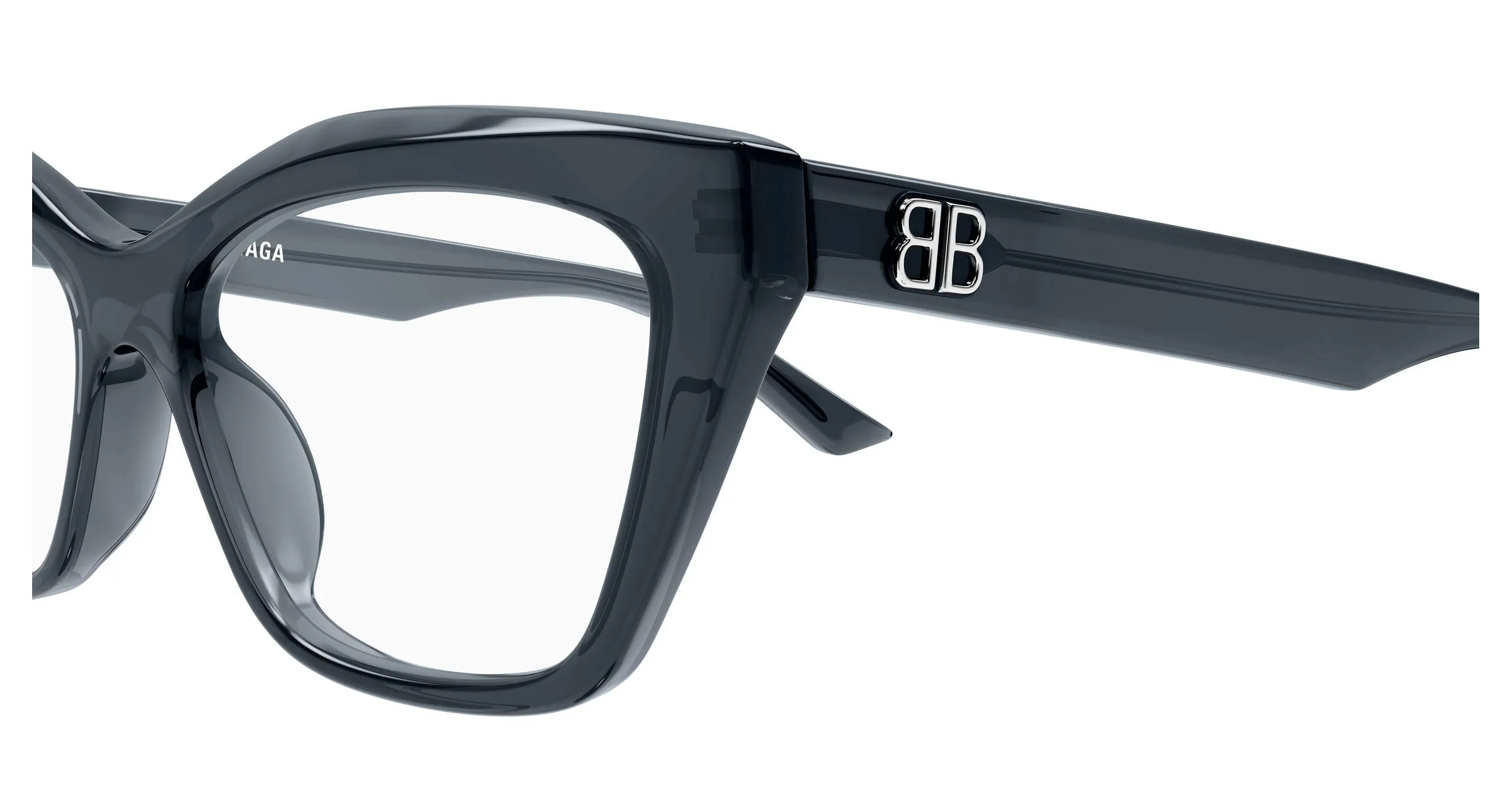 Balenciaga BB0342O 018 Montature da vista Acetato Grigio Trasparente Cat Eye - immagine 3