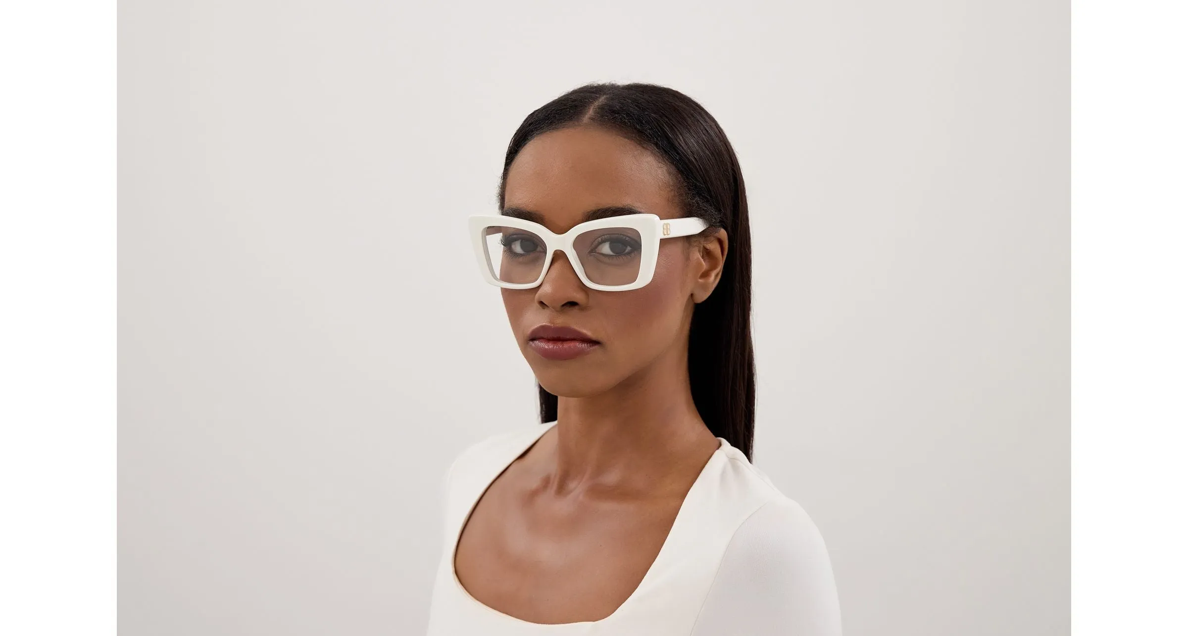 Balenciaga BB0297O 008 Montature da vista Acetato Bianco Trasparente Farfalla - immagine 4