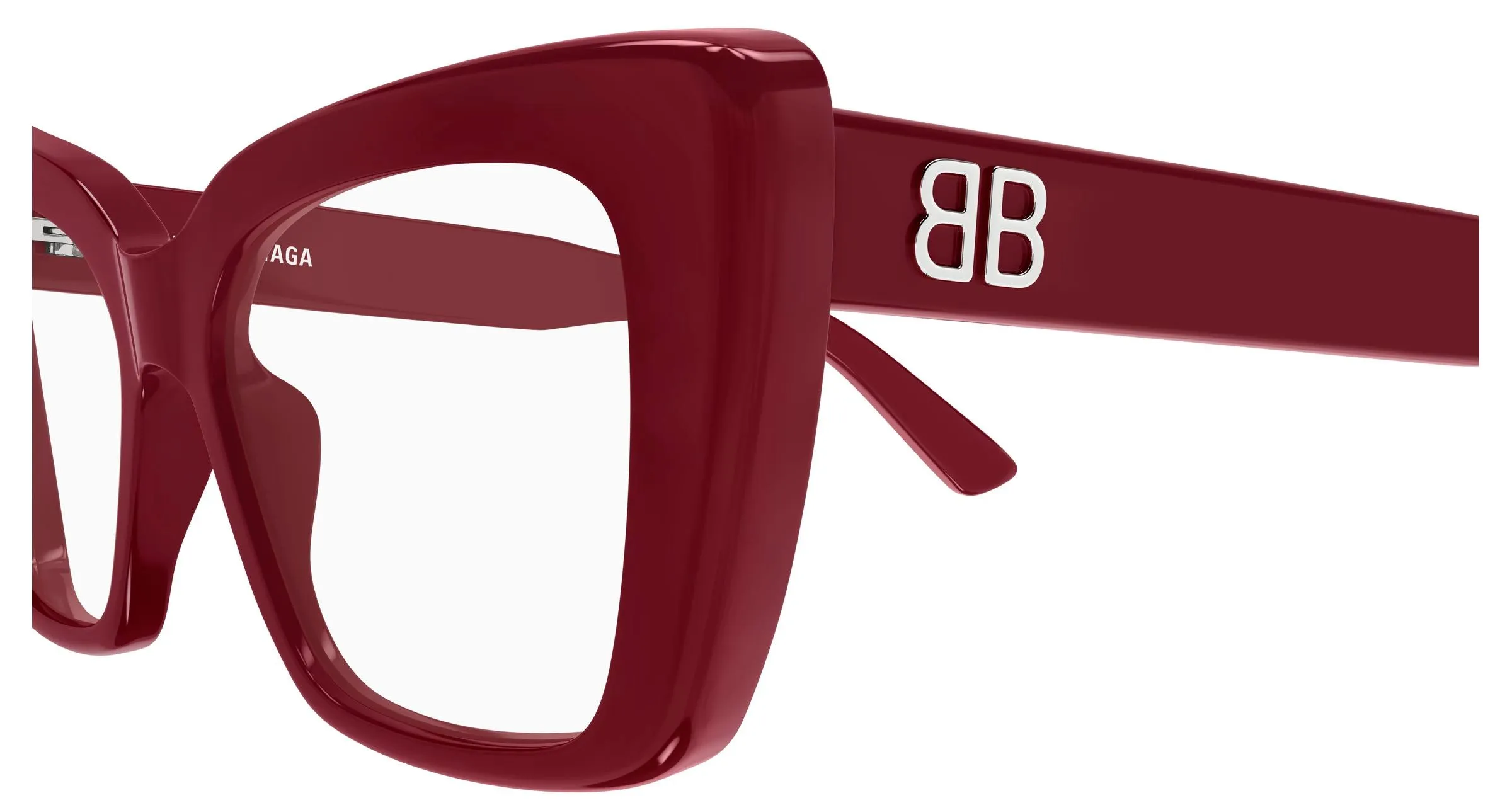 Balenciaga BB0297O 007 Montature da vista Acetato Rosso Trasparente Farfalla - immagine 3