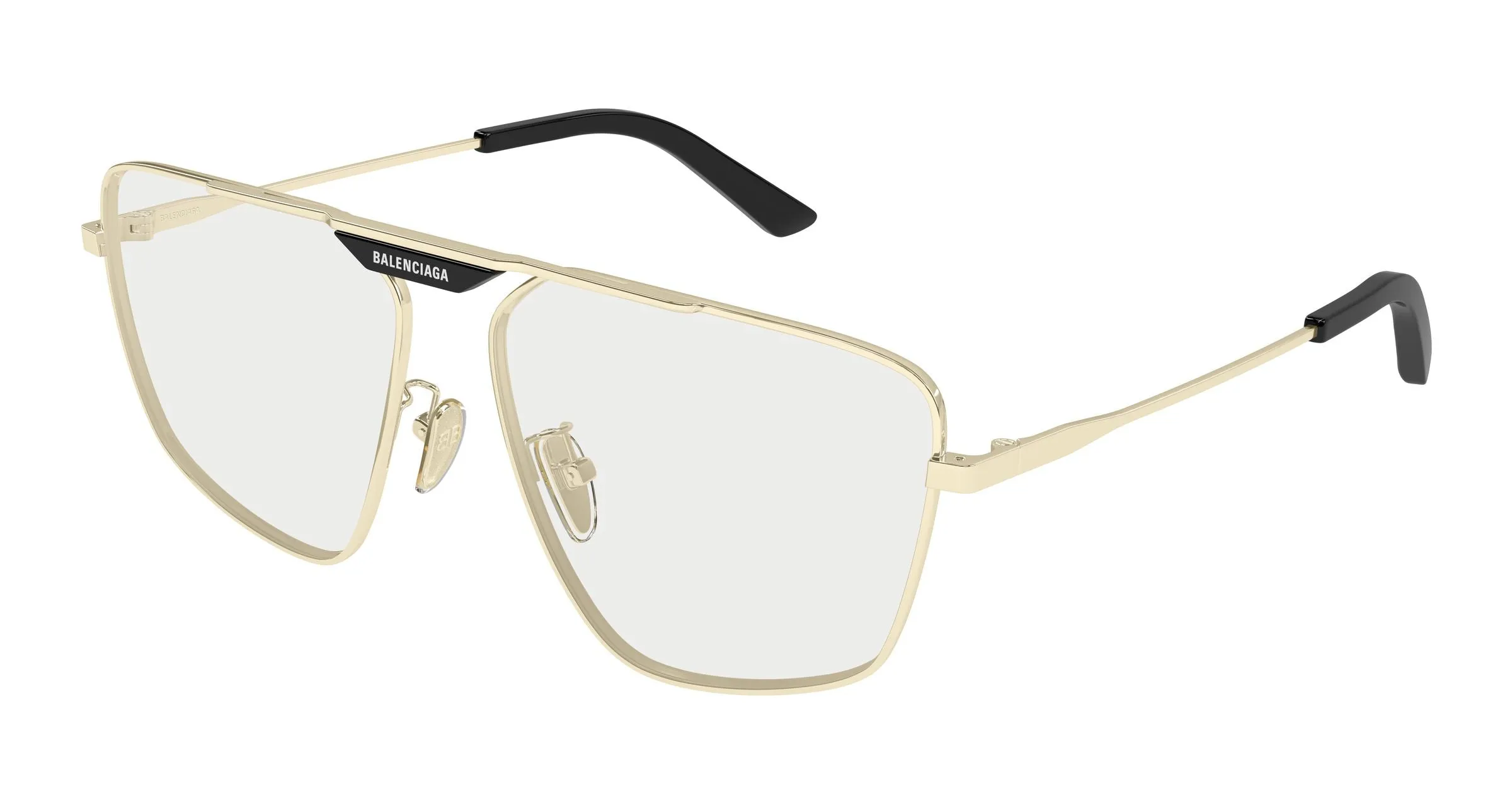 Balenciaga BB0246SA 007 Occhiali da sole Metallo Oro Grigio Pilot - immagine 1