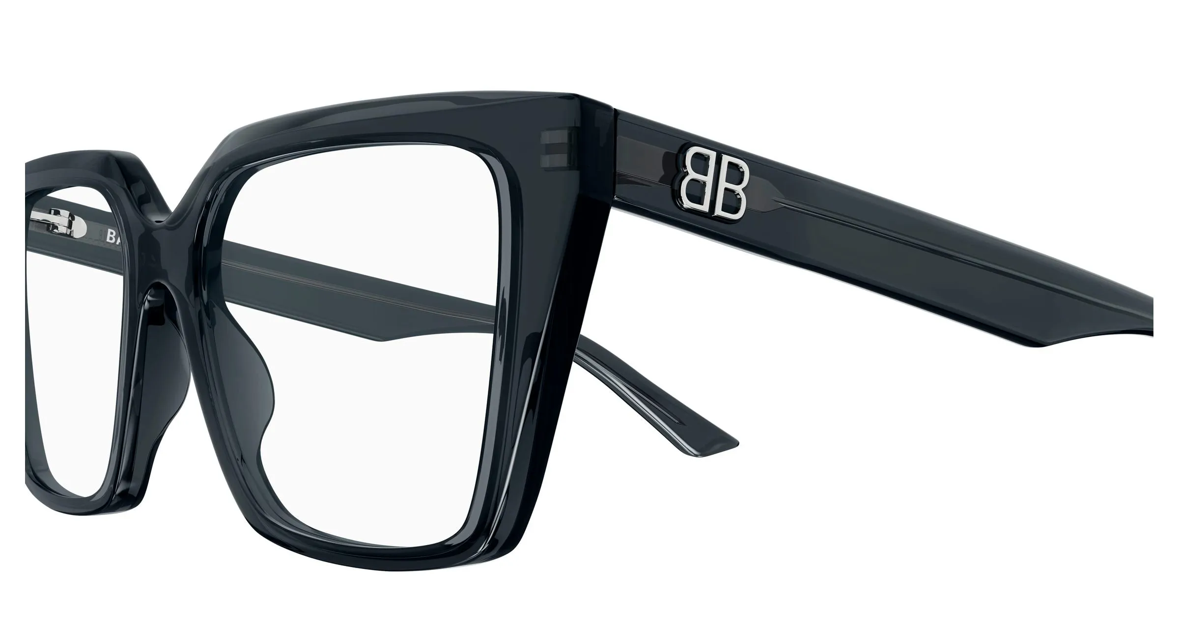 Balenciaga BB0130O 017 Montature da vista Acetato Grigio Trasparente Squadrata - immagine 3