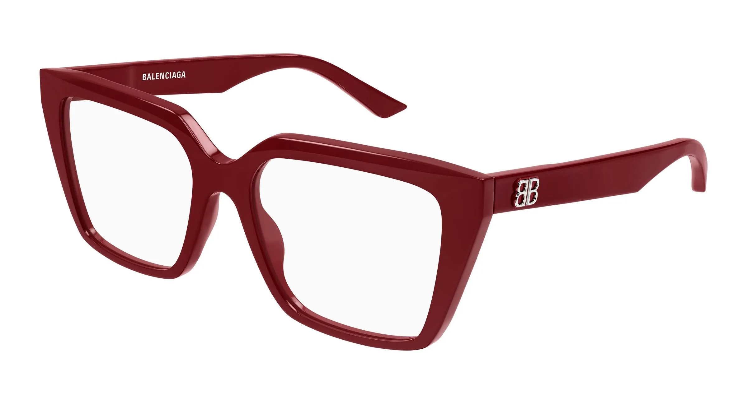 Balenciaga BB0130O 013 Montature da vista Acetato Rosso Trasparente Squadrata - immagine 1