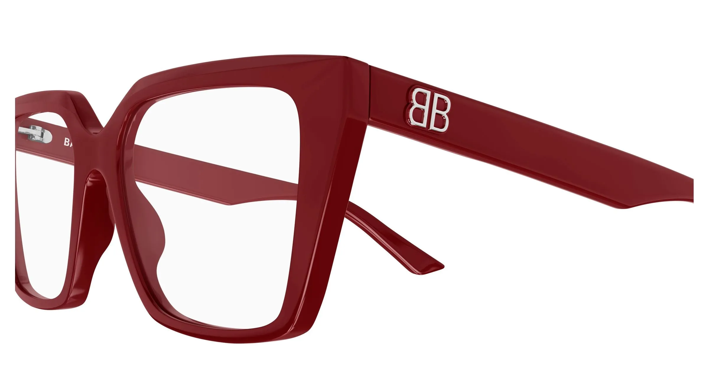 Balenciaga BB0130O 013 Montature da vista Acetato Rosso Trasparente Squadrata - immagine 3