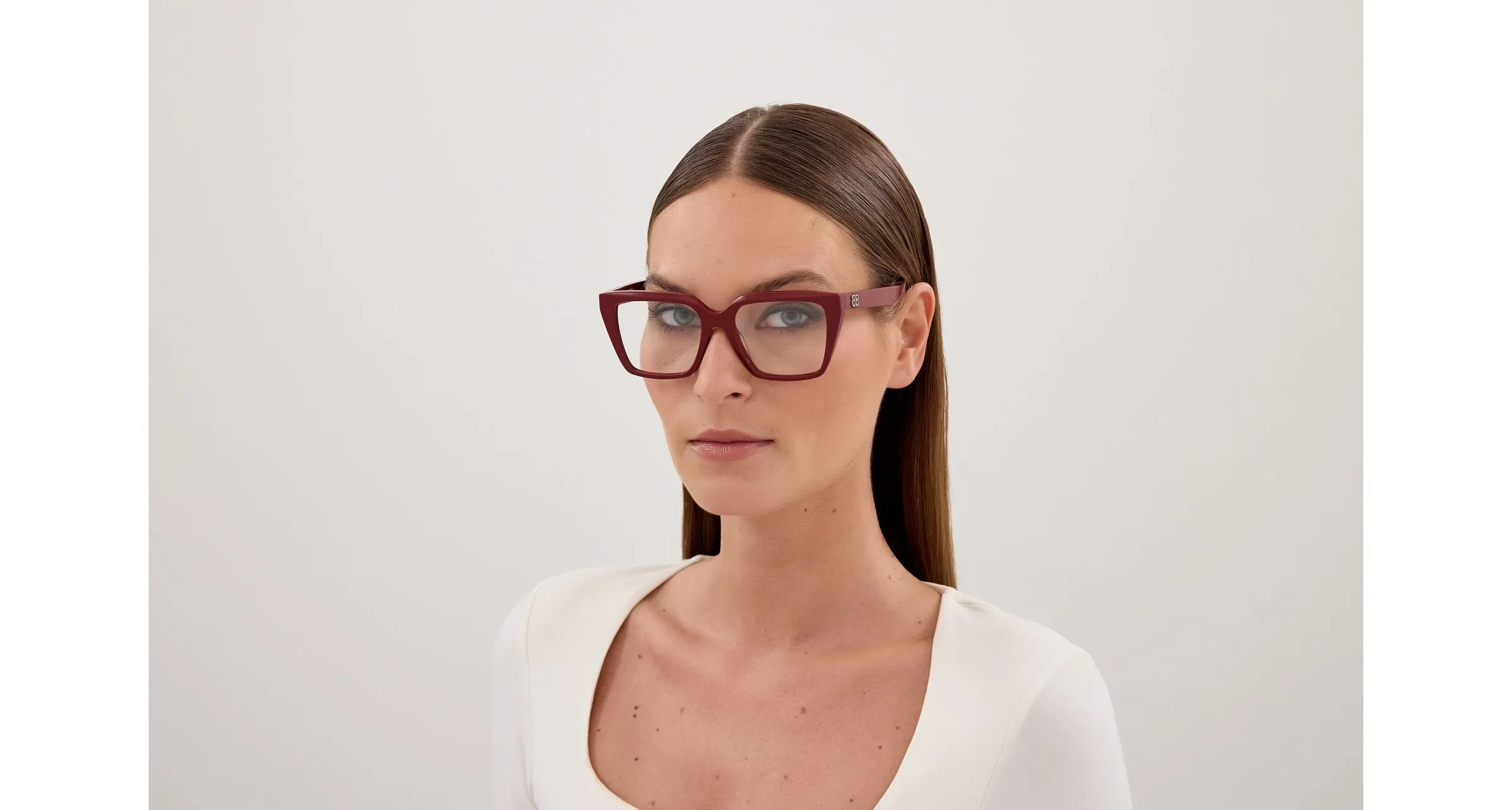 Balenciaga BB0130O 013 Montature da vista Acetato Rosso Trasparente Squadrata - immagine 4