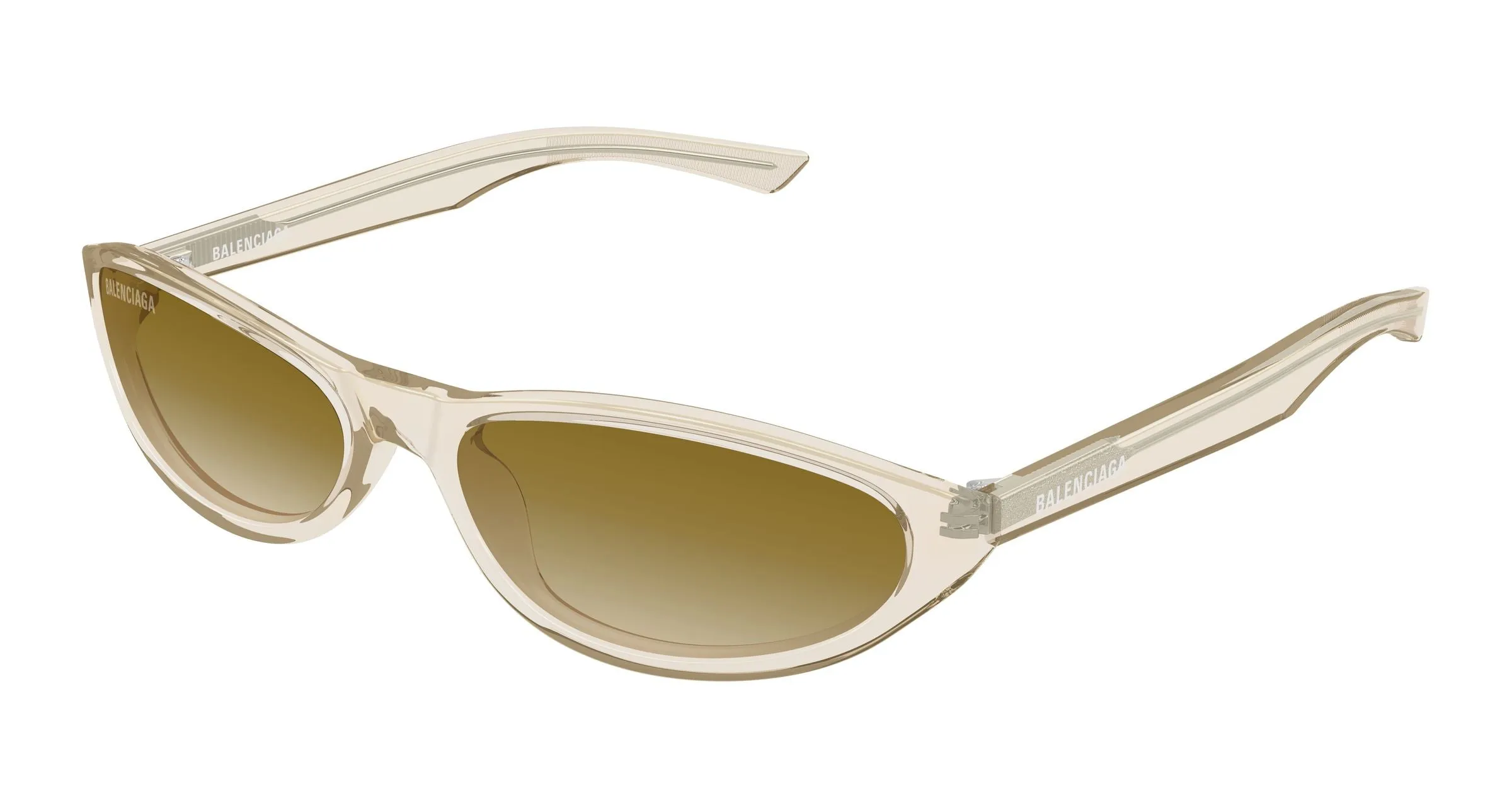 Balenciaga BB0007S 015 Occhiali da sole Acetato Beige Marrone Rotonda Sfumato - immagine 1