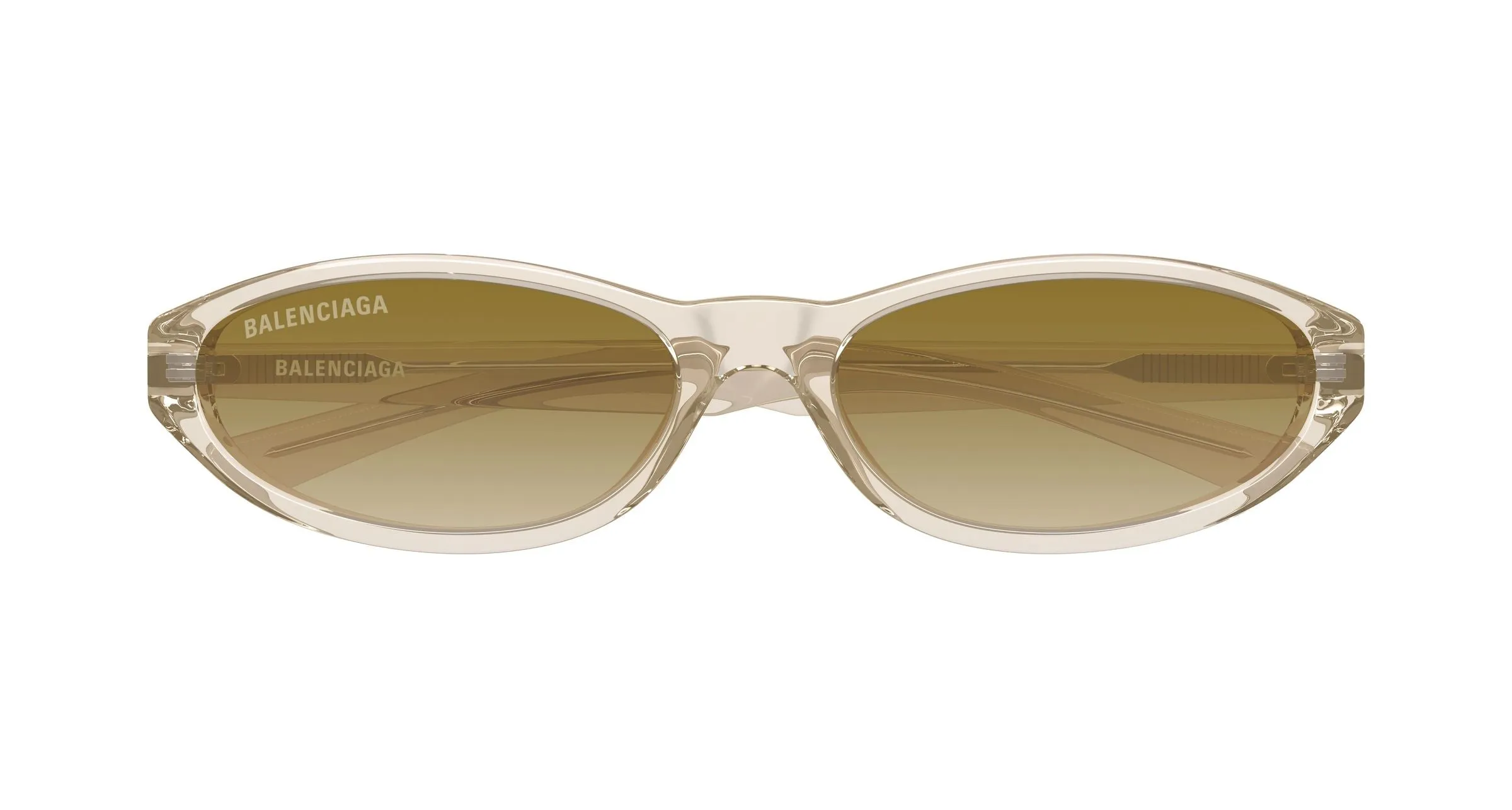 Balenciaga BB0007S 015 Occhiali da sole Acetato Beige Marrone Rotonda Sfumato - immagine 2