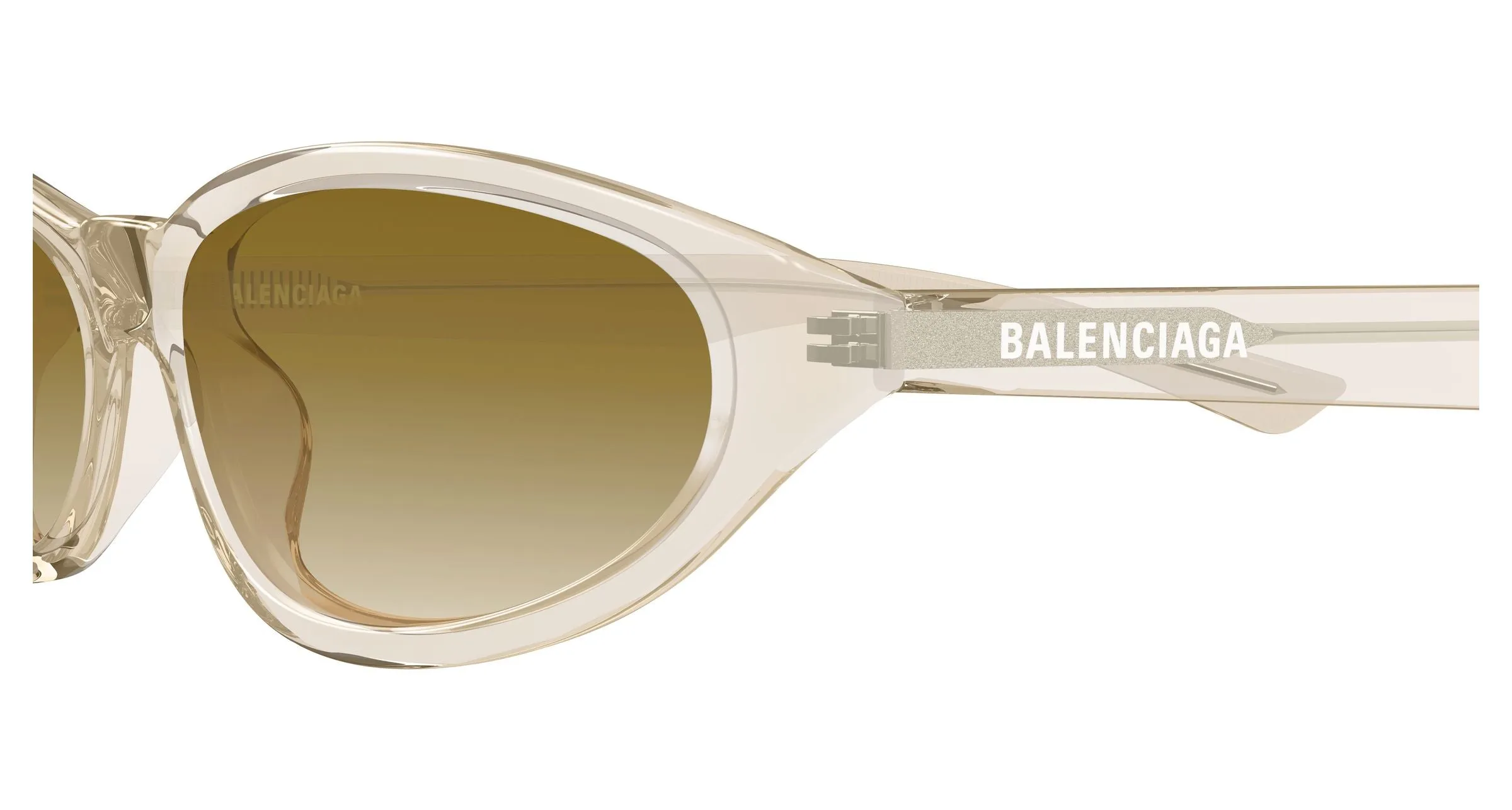 Balenciaga BB0007S 015 Occhiali da sole Acetato Beige Marrone Rotonda Sfumato - immagine 3