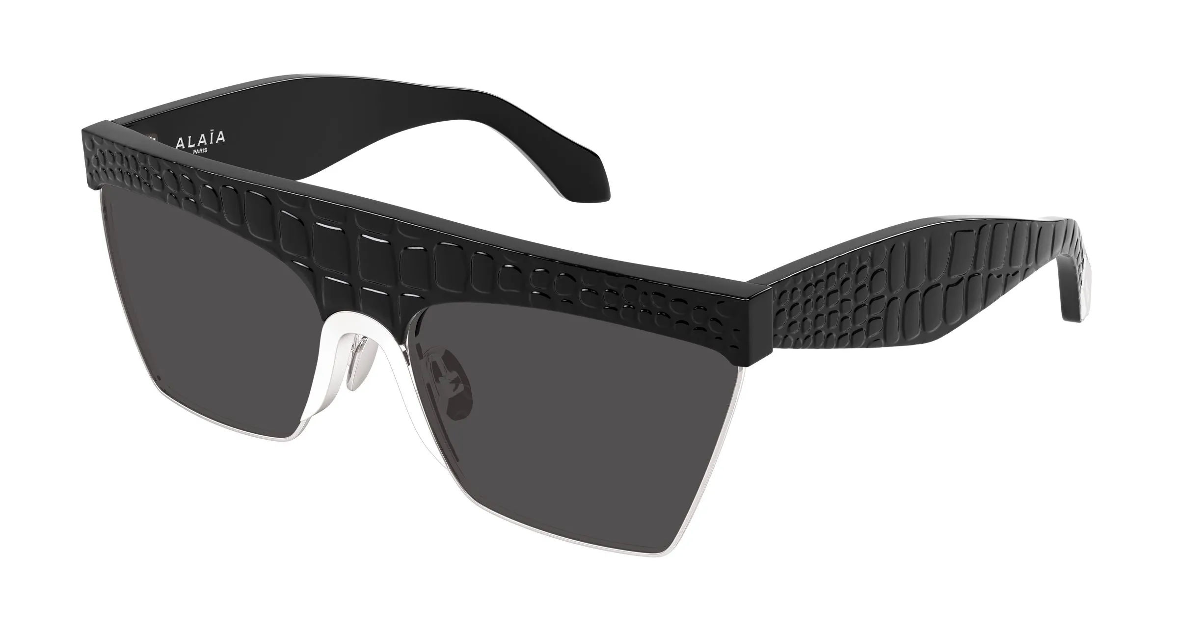 AZZEDINE ALAÏA AA0106S 001 Occhiali da sole Acetato Nero Grigio Geometrica - immagine 1