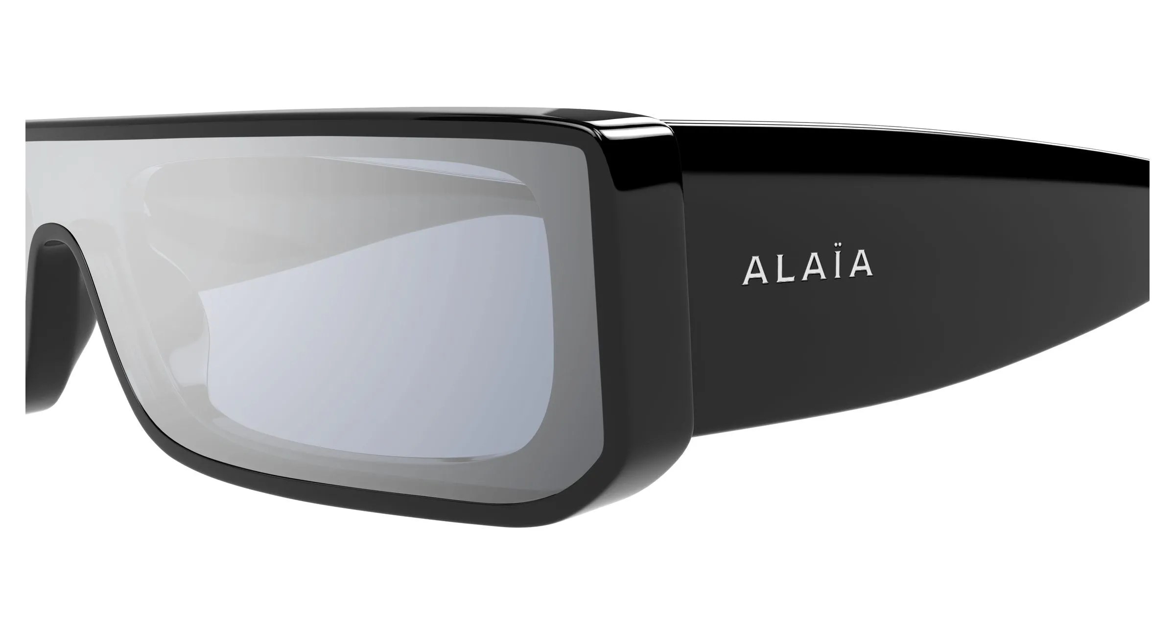 AZZEDINE ALAÏA AA0105S 004 Occhiali da sole Acetato Nero Argento Squadrata Specchiato - immagine 3