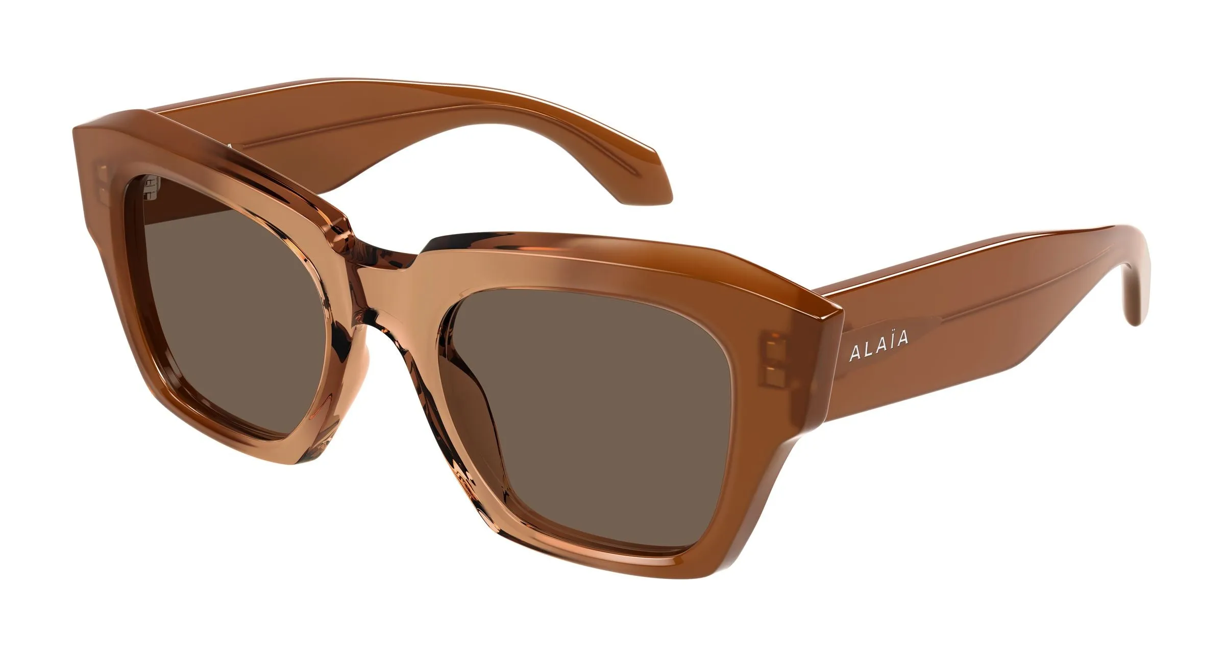 AZZEDINE ALAÏA AA0103S 002 Occhiali da sole Acetato Marrone Marrone Geometrica - immagine 1