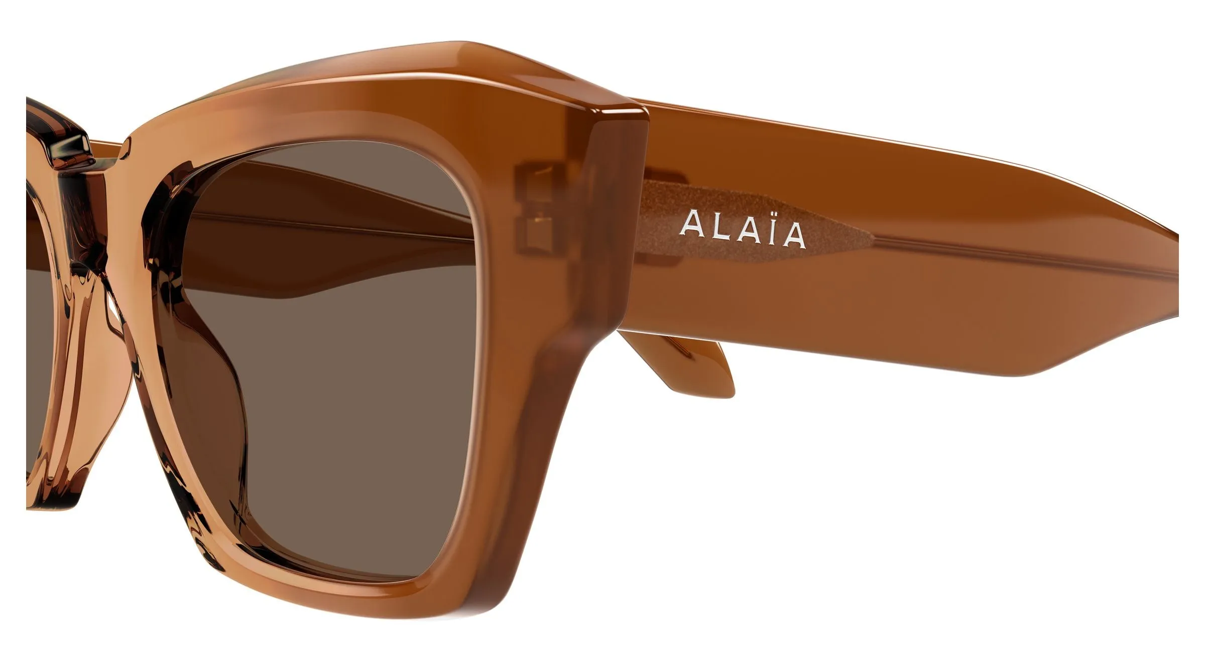 AZZEDINE ALAÏA AA0103S 002 Occhiali da sole Acetato Marrone Marrone Geometrica - immagine 3