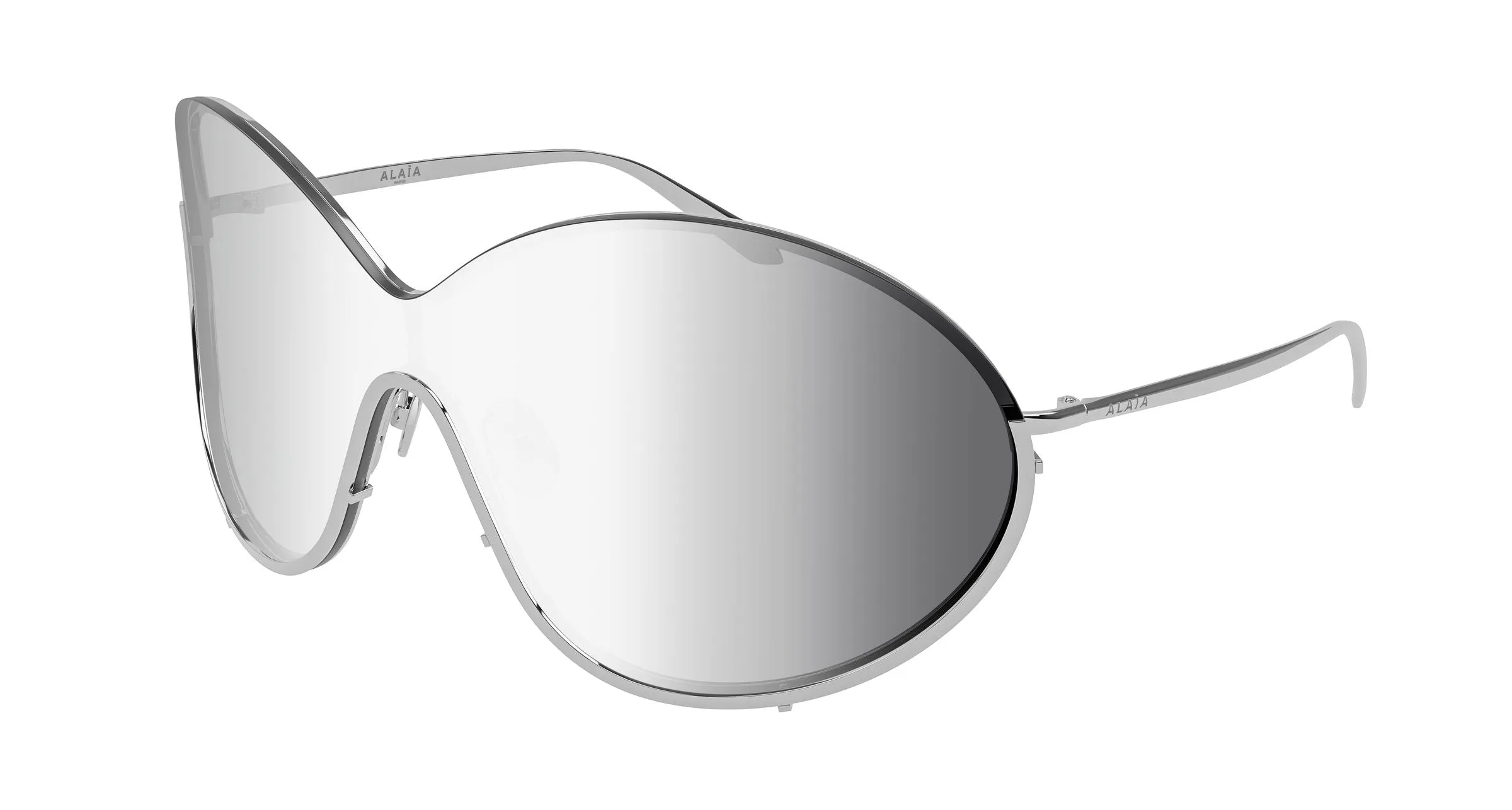 AZZEDINE ALAÏA AA0100S 004 Occhiali da sole Metallo Argento Argento Avvolgente Specchiato - immagine 1