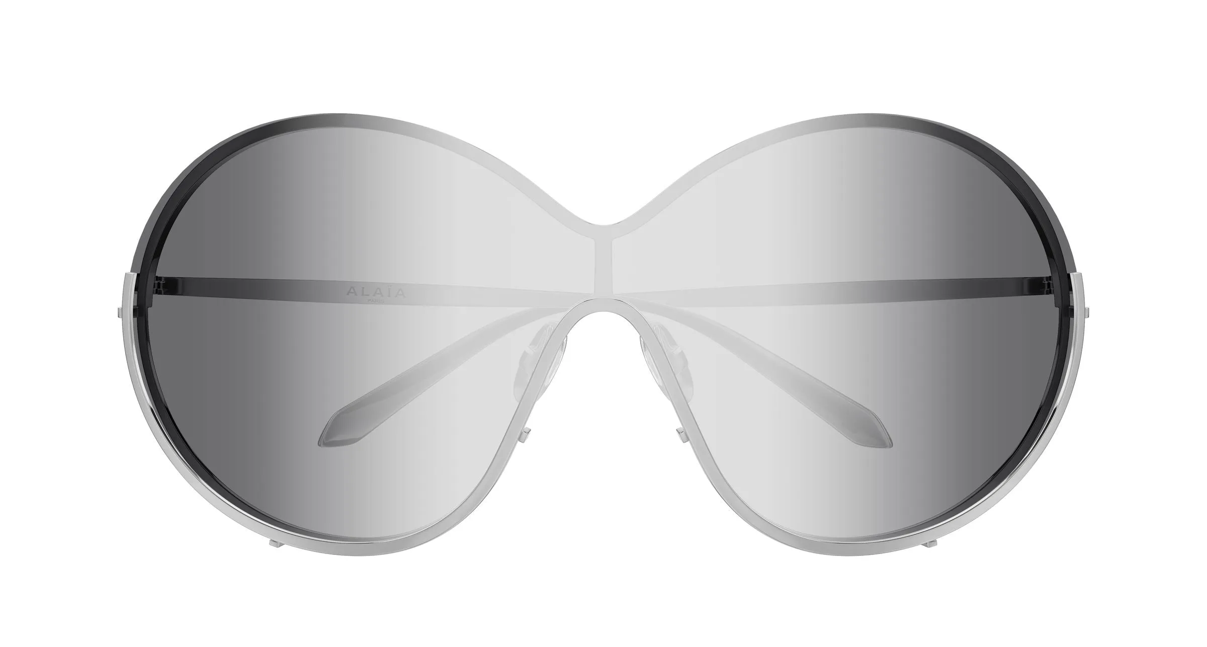 AZZEDINE ALAÏA AA0100S 004 Occhiali da sole Metallo Argento Argento Avvolgente Specchiato - immagine 2