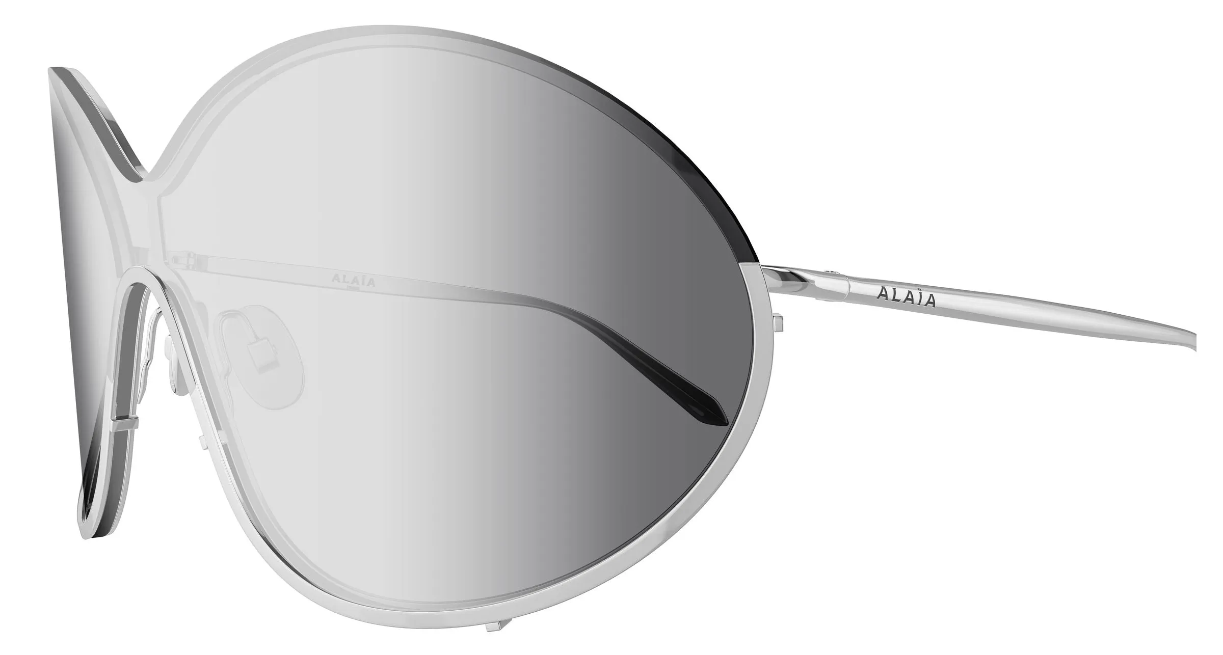AZZEDINE ALAÏA AA0100S 004 Occhiali da sole Metallo Argento Argento Avvolgente Specchiato - immagine 3