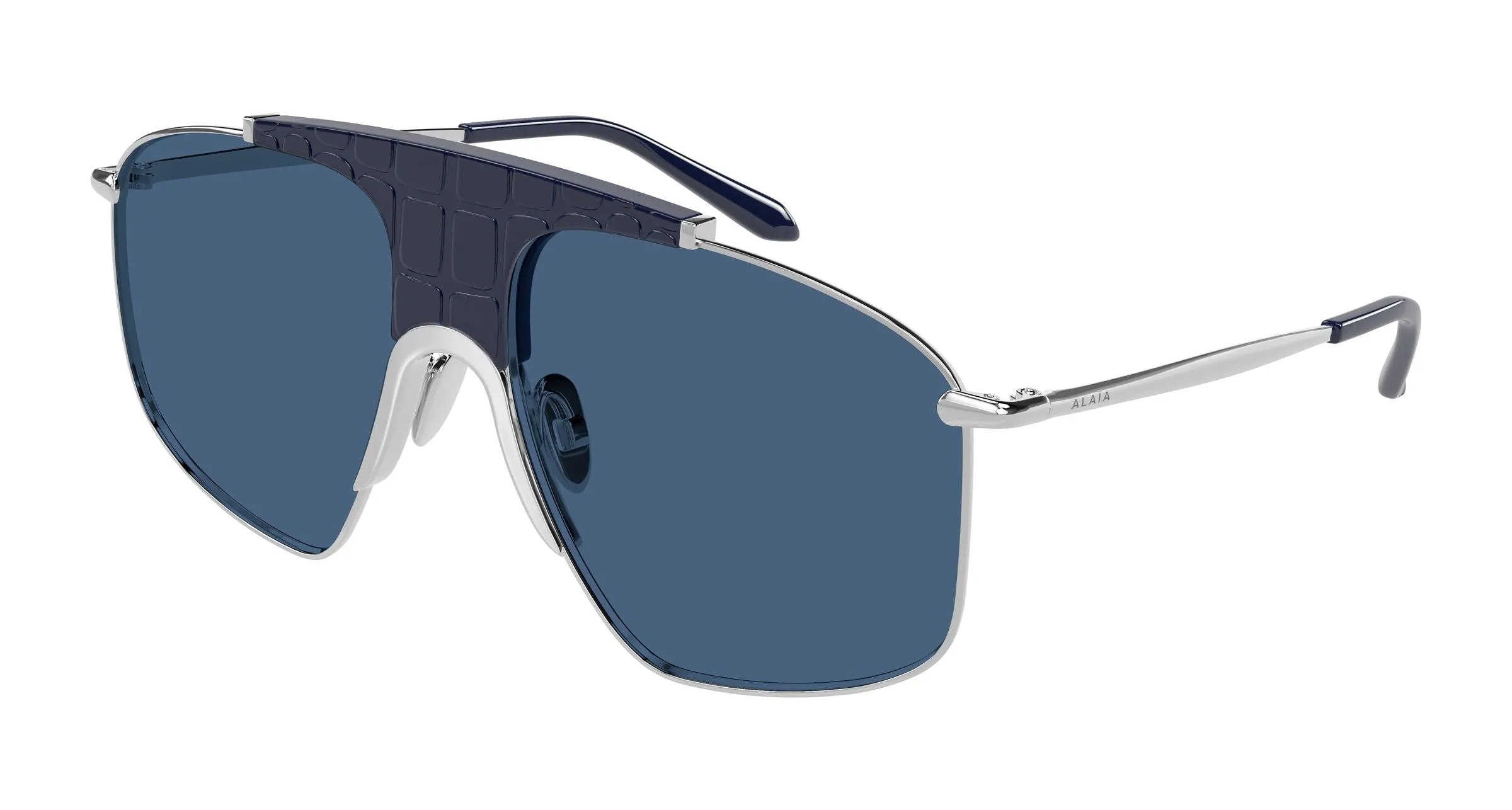 AZZEDINE ALAÏA AA0098S 004 Occhiali da sole Metallo Argento Blu Pilot - immagine 1