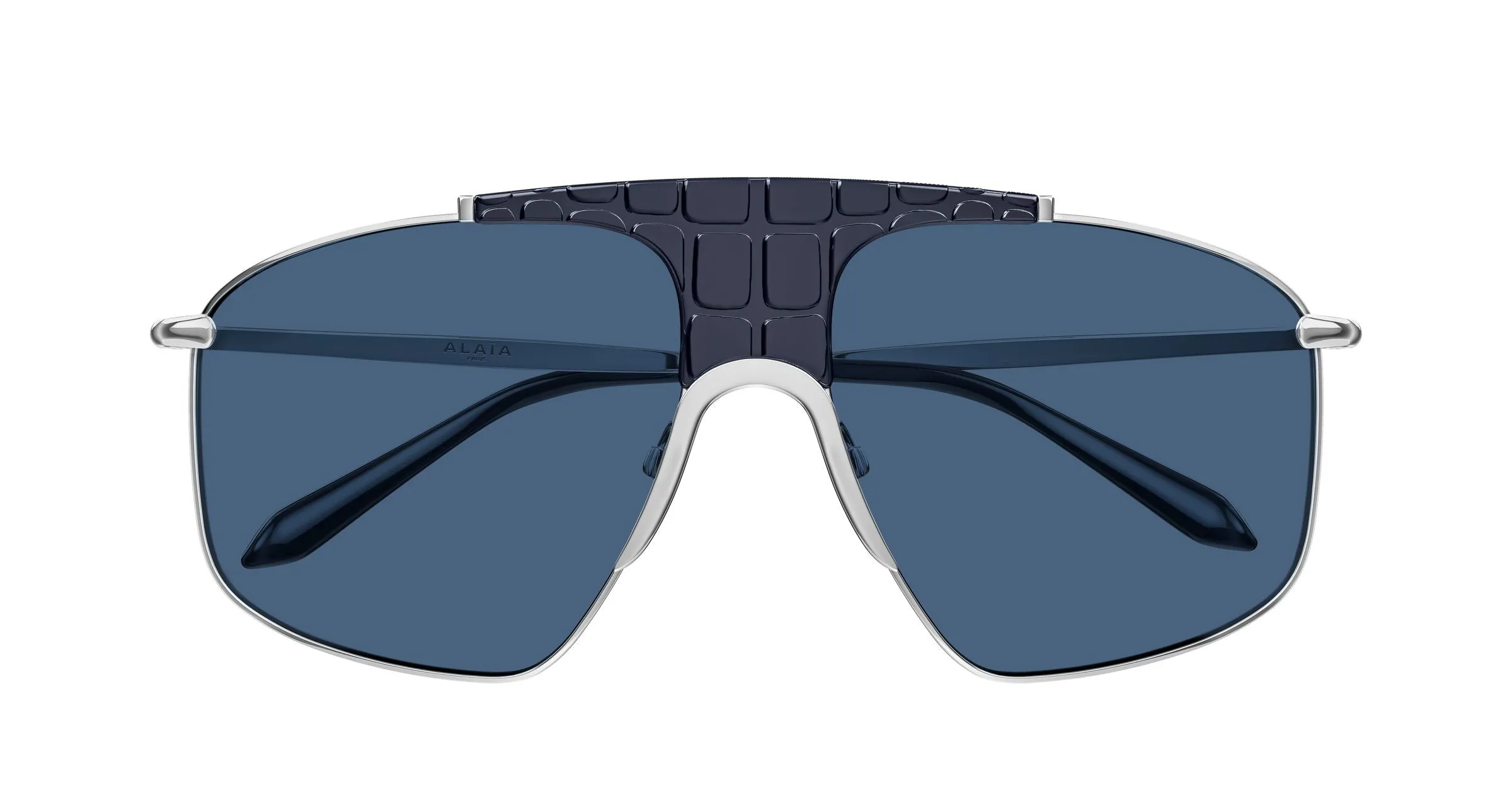 AZZEDINE ALAÏA AA0098S 004 Occhiali da sole Metallo Argento Blu Pilot - immagine 2