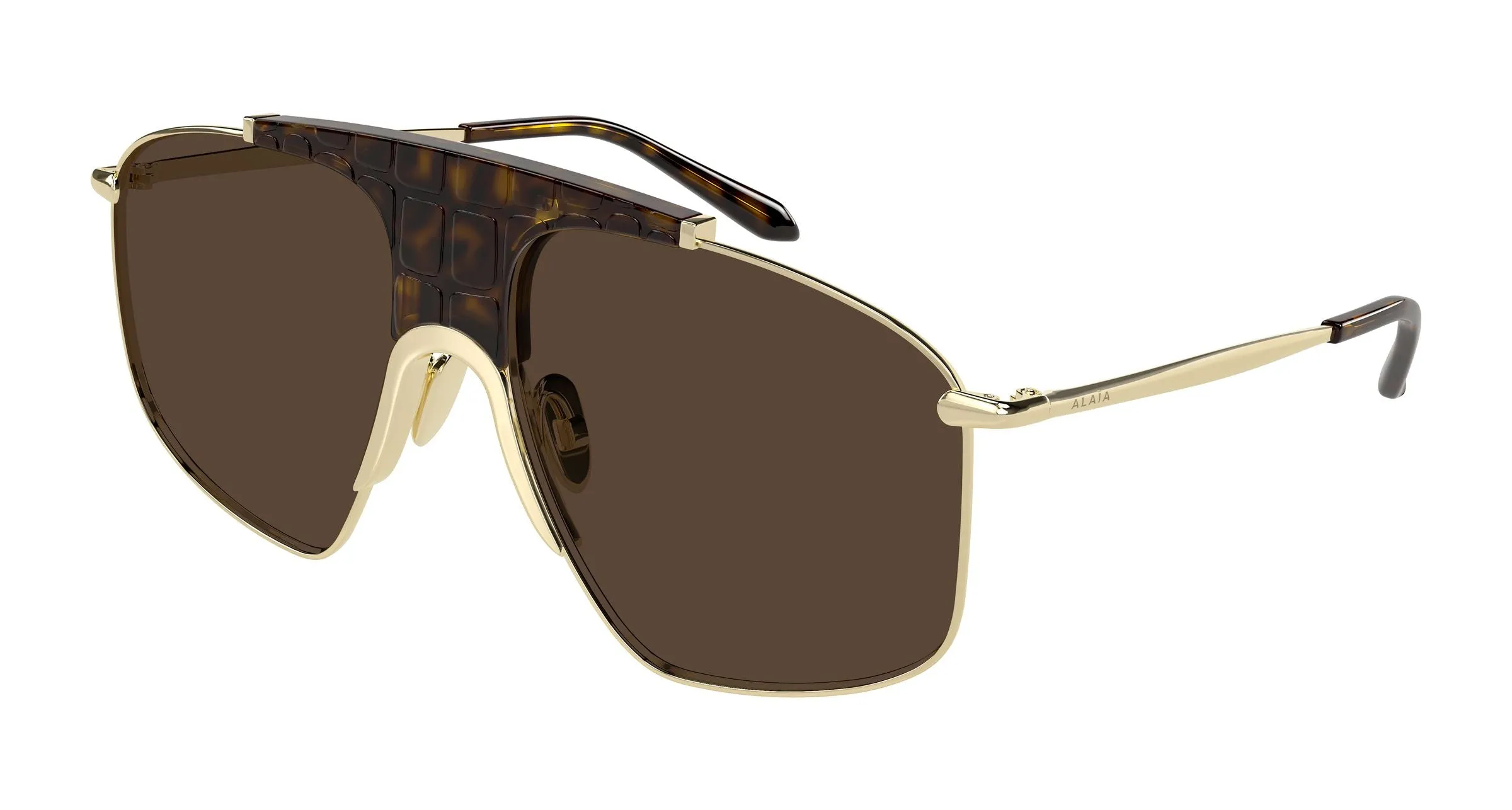 AZZEDINE ALAÏA AA0098S 002 Occhiali da sole Metallo Oro Marrone Pilot - immagine 1