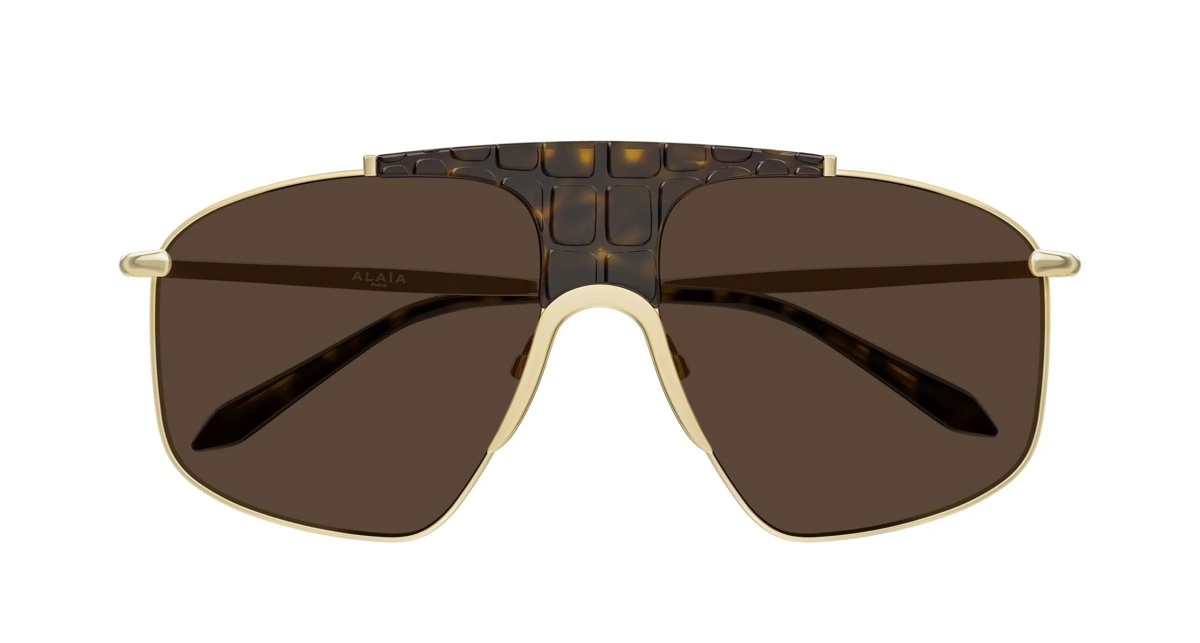 AZZEDINE ALAÏA AA0098S 002 Occhiali da sole Metallo Oro Marrone Pilot - immagine 2