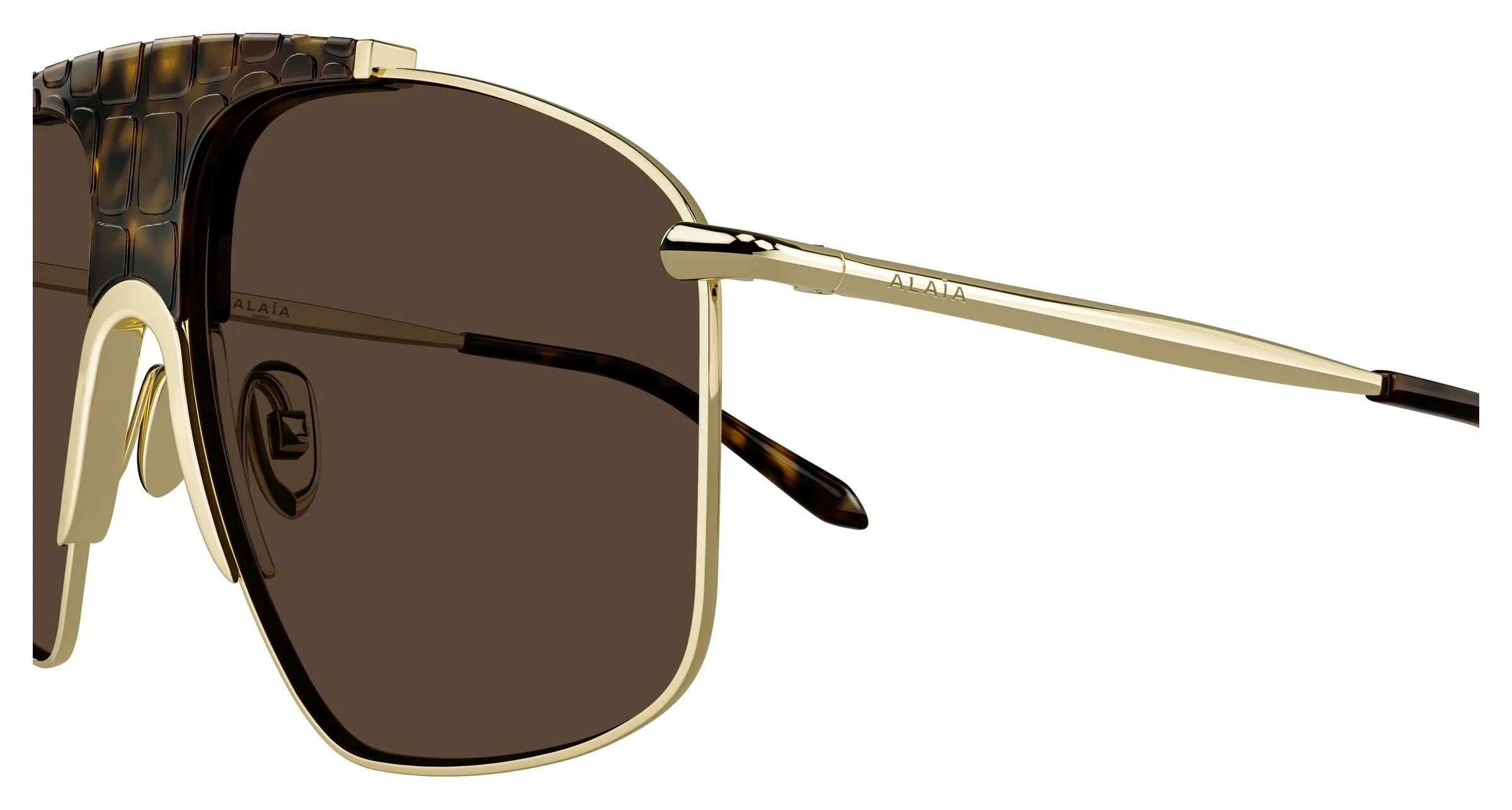 AZZEDINE ALAÏA AA0098S 002 Occhiali da sole Metallo Oro Marrone Pilot - immagine 3