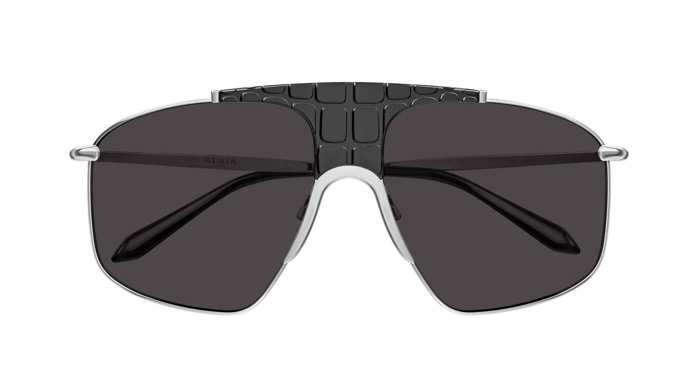 AZZEDINE ALAÏA AA0098S 001 Occhiali da sole Metallo Argento Grigio Pilot - immagine 2
