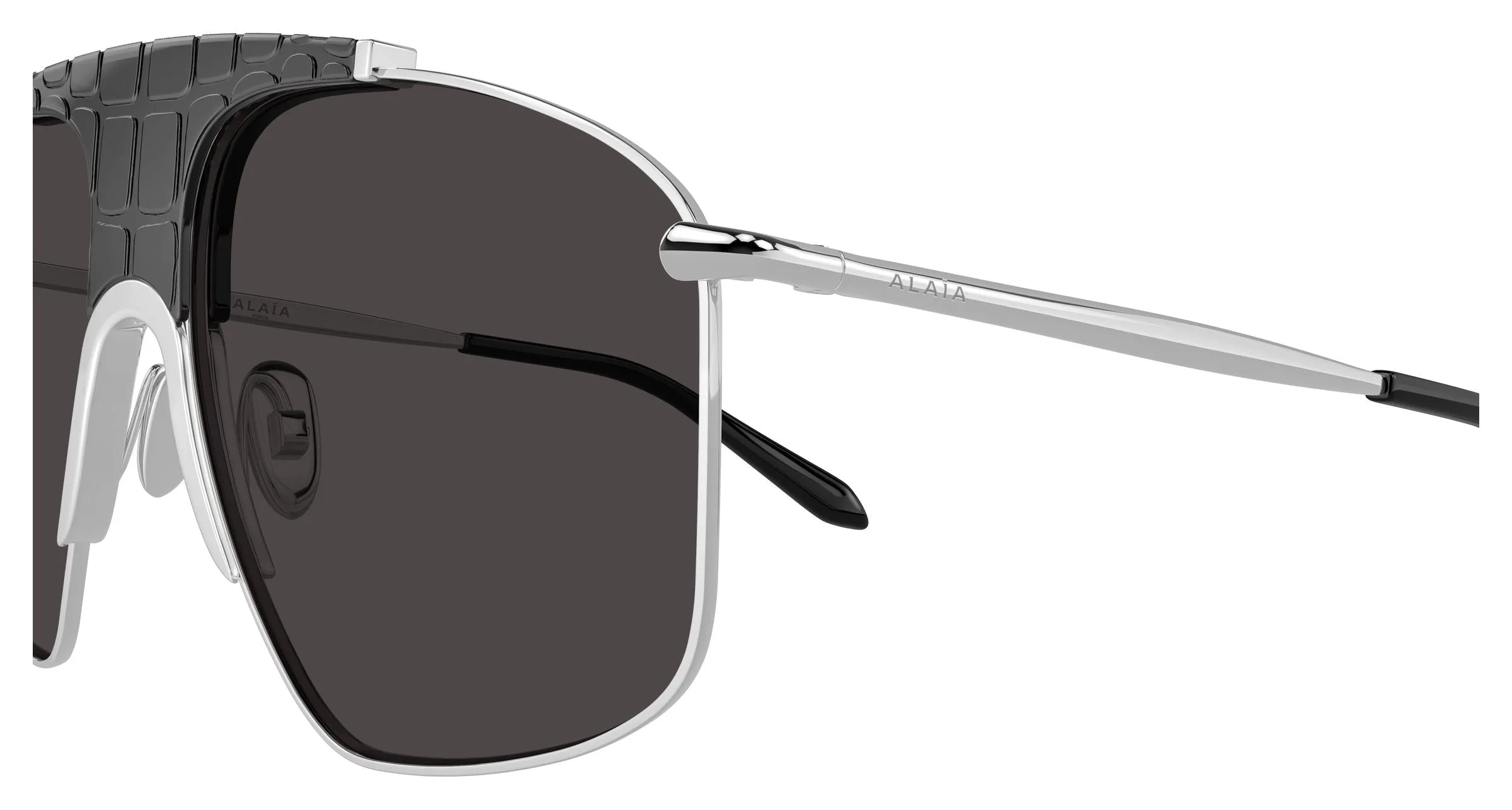 AZZEDINE ALAÏA AA0098S 001 Occhiali da sole Metallo Argento Grigio Pilot - immagine 3