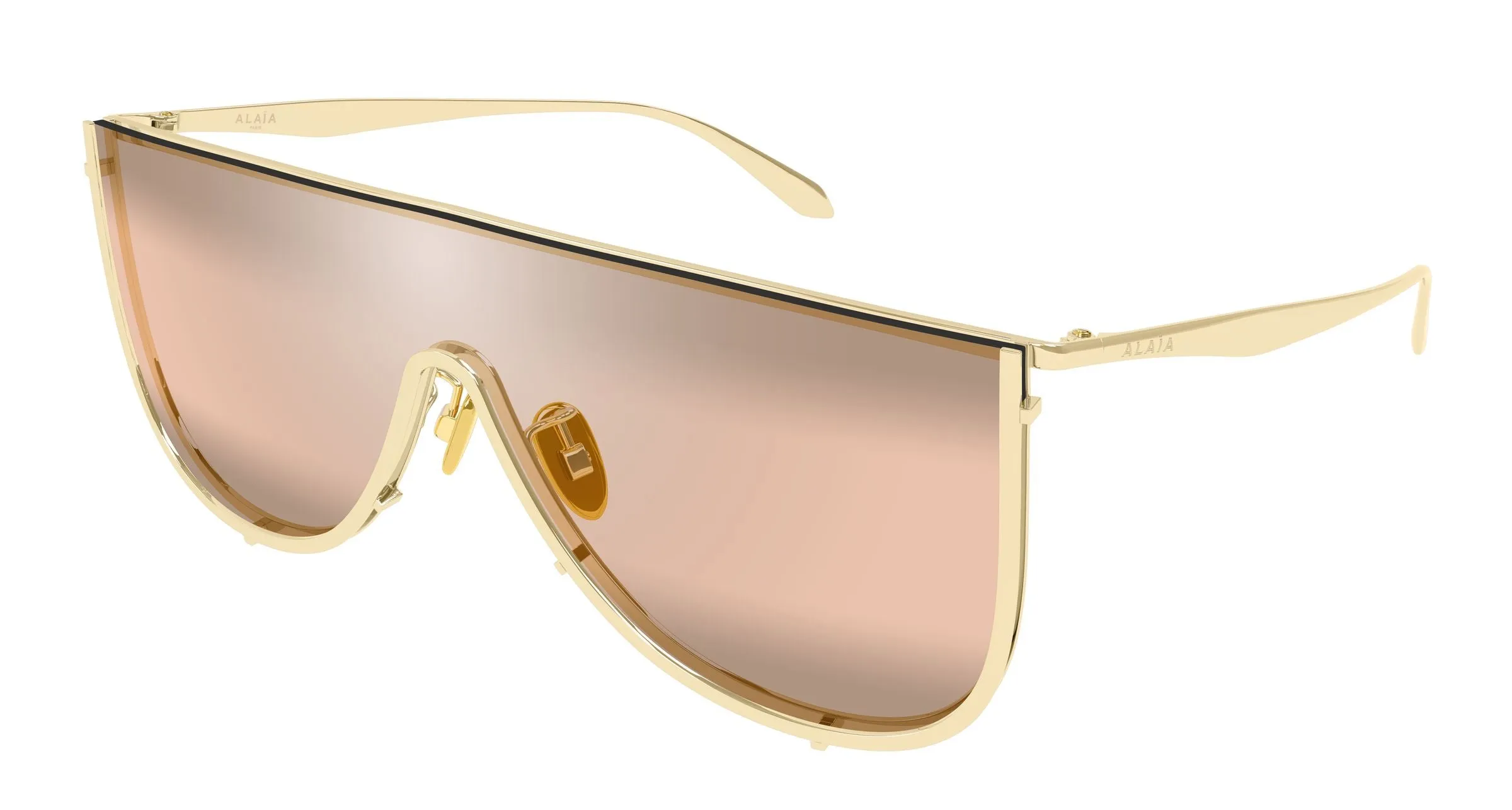 AZZEDINE ALAÏA AA0094S 004 Occhiali da sole Metallo Oro Marrone Avvolgente Flash - immagine 1