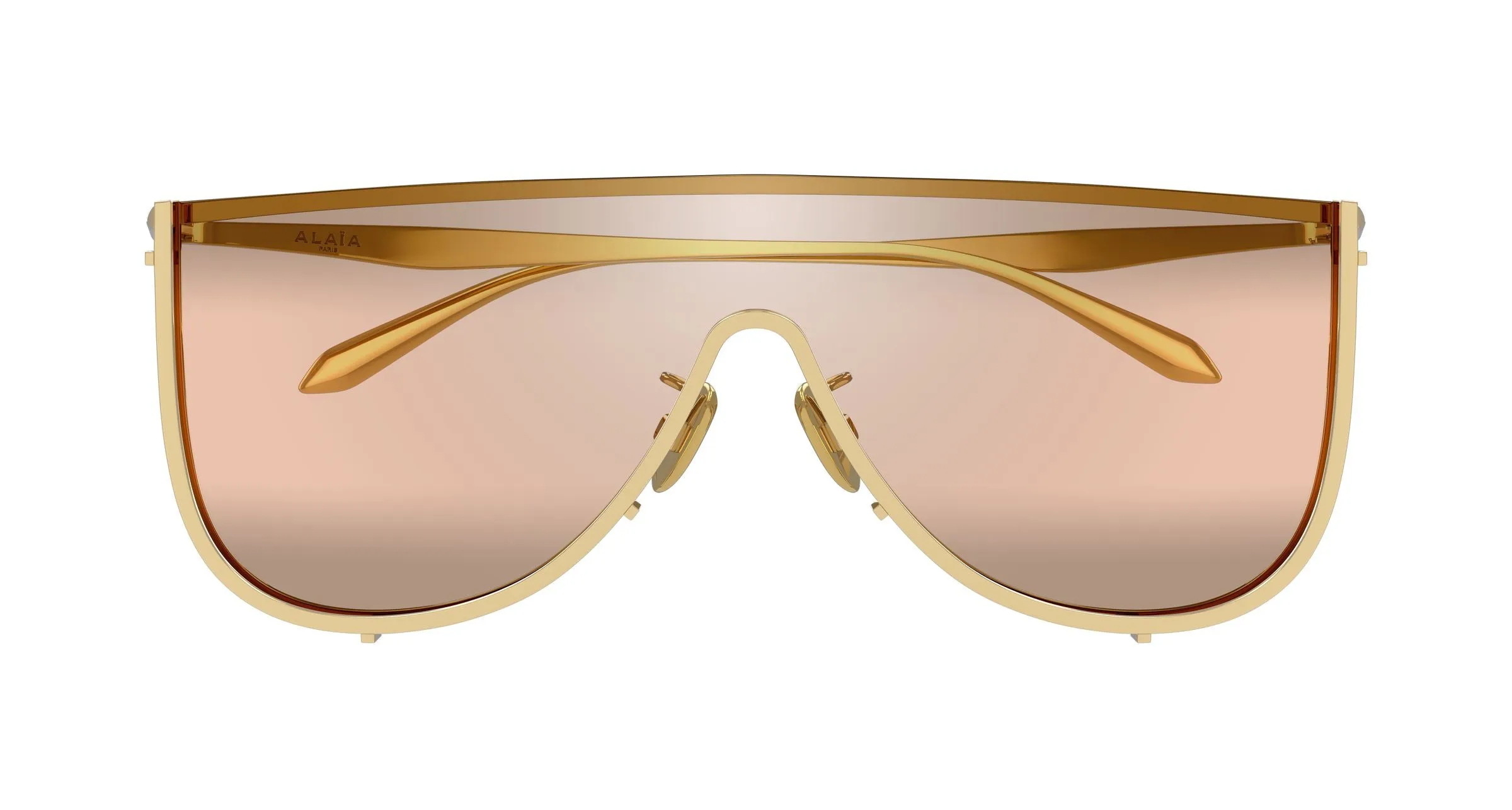 AZZEDINE ALAÏA AA0094S 004 Occhiali da sole Metallo Oro Marrone Avvolgente Flash - immagine 2