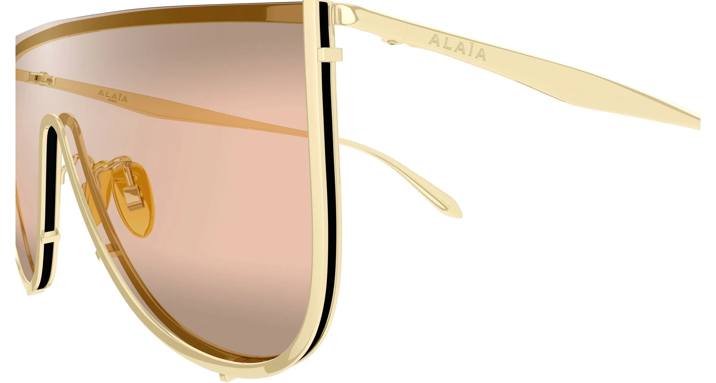 AZZEDINE ALAÏA AA0094S 004 Occhiali da sole Metallo Oro Marrone Avvolgente Flash - immagine 3