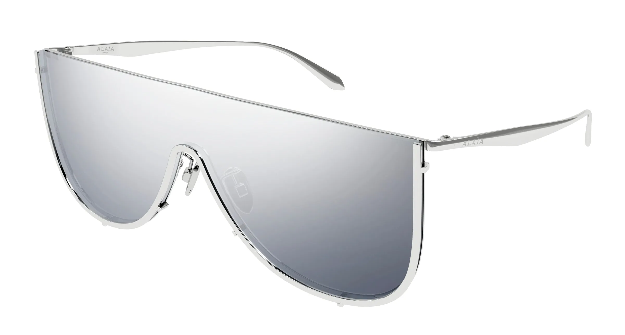 AZZEDINE ALAÏA AA0094S 002 Occhiali da sole Metallo Argento Argento Avvolgente Specchiato - immagine 1