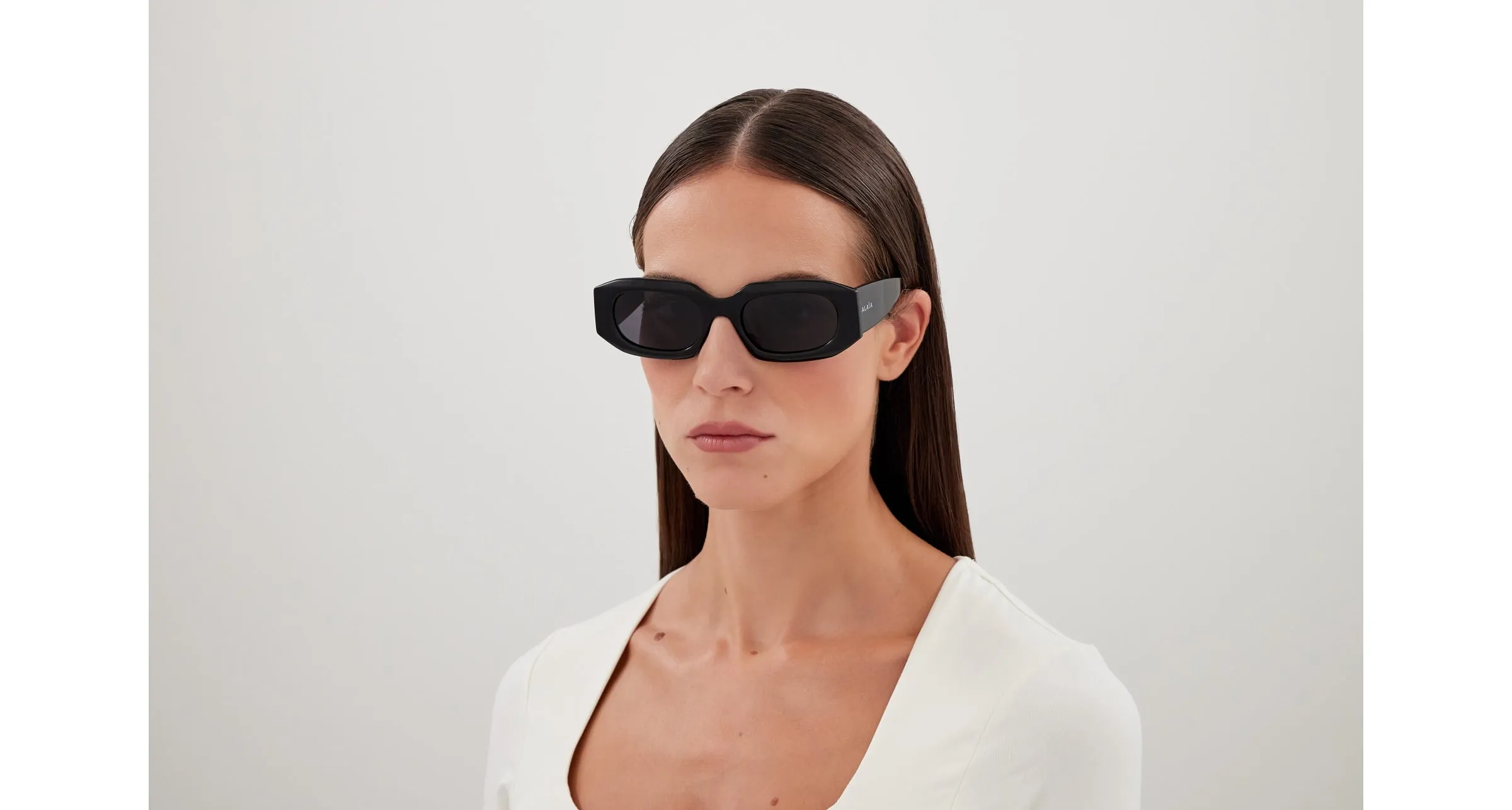 AZZEDINE ALAÏA AA0086S 001 Occhiali da sole Acetato Nero Grigio Squadrata - immagine 4