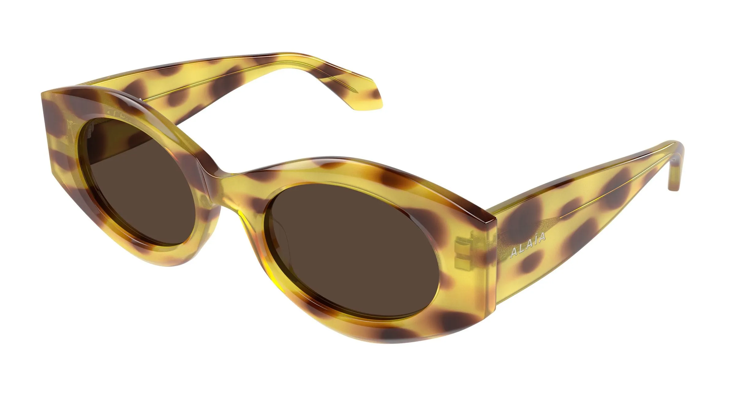AZZEDINE ALAÏA AA0080S 006 Occhiali da sole Acetato Giallo Marrone Rotonda - immagine 1