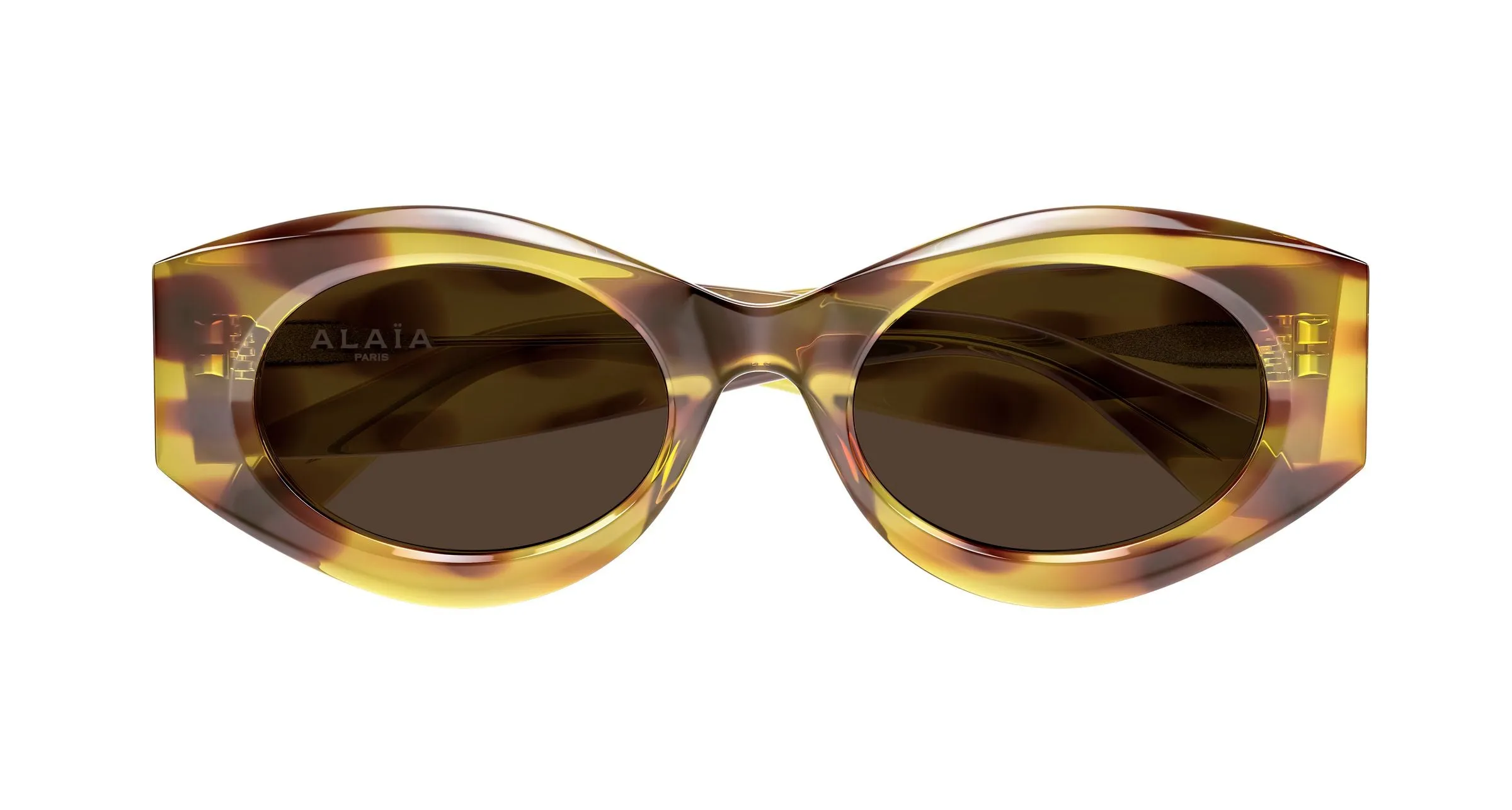 AZZEDINE ALAÏA AA0080S 006 Occhiali da sole Acetato Giallo Marrone Rotonda - immagine 2