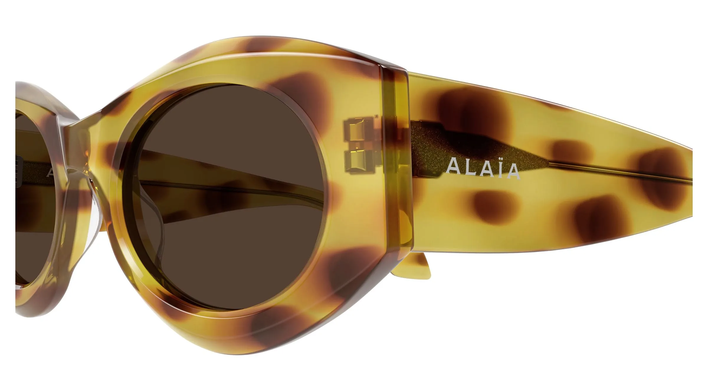 AZZEDINE ALAÏA AA0080S 006 Occhiali da sole Acetato Giallo Marrone Rotonda - immagine 3