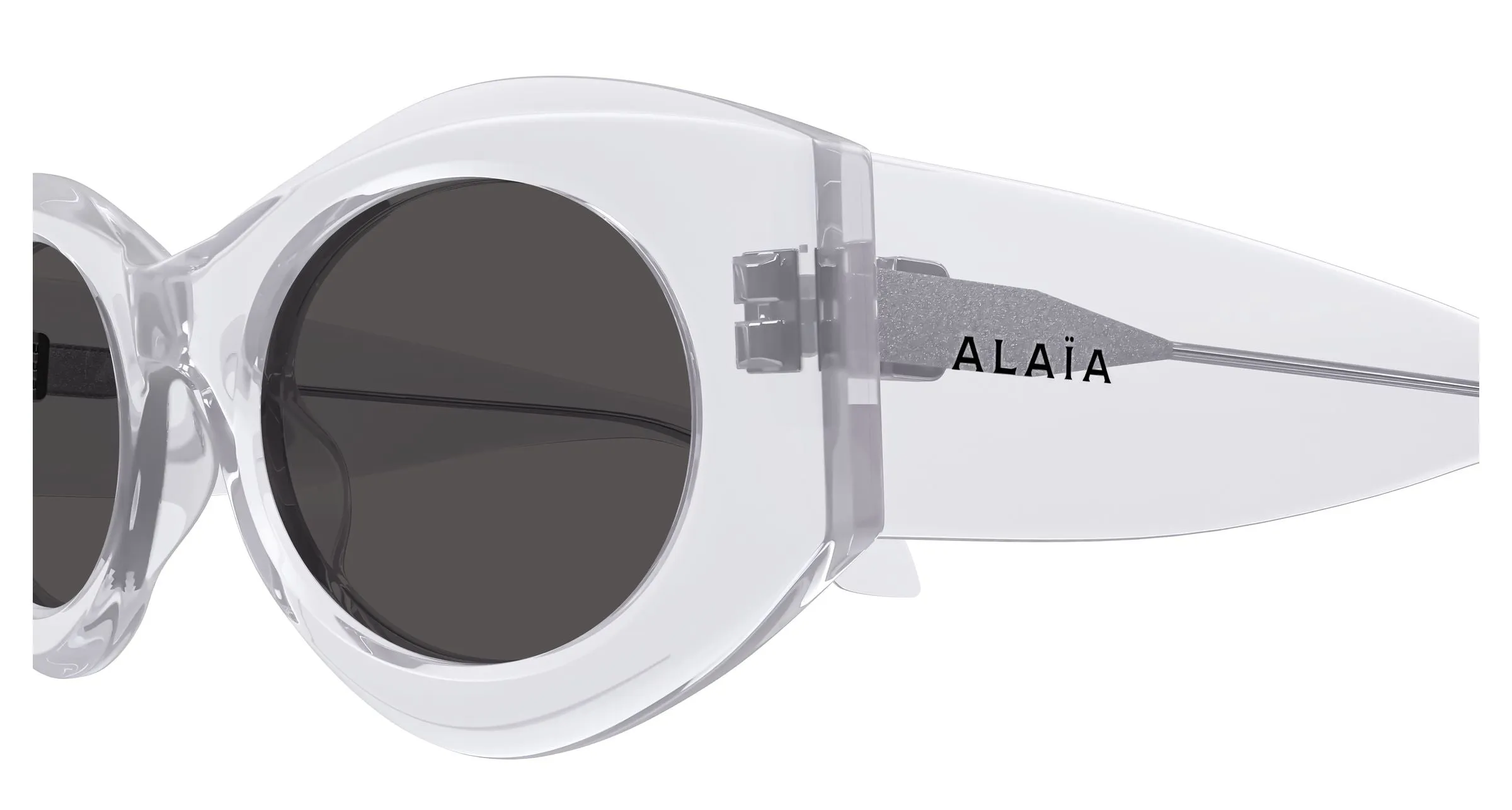 AZZEDINE ALAÏA AA0080S 005 Occhiali da sole Acetato Cristallo Grigio Rotonda - immagine 3