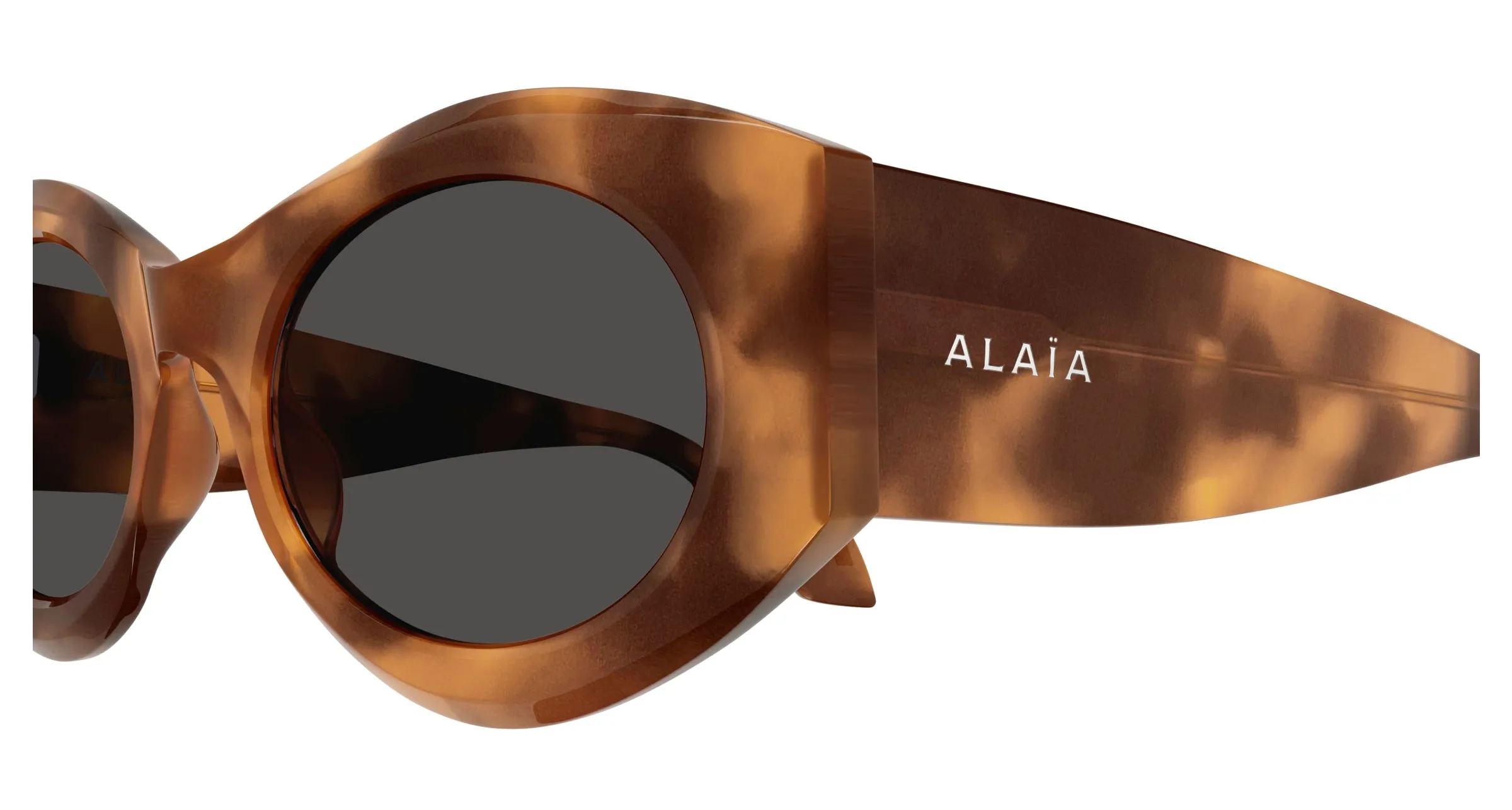 AZZEDINE ALAÏA AA0080S 002 Occhiali da sole Acetato Havana Grigio Rotonda - immagine 3