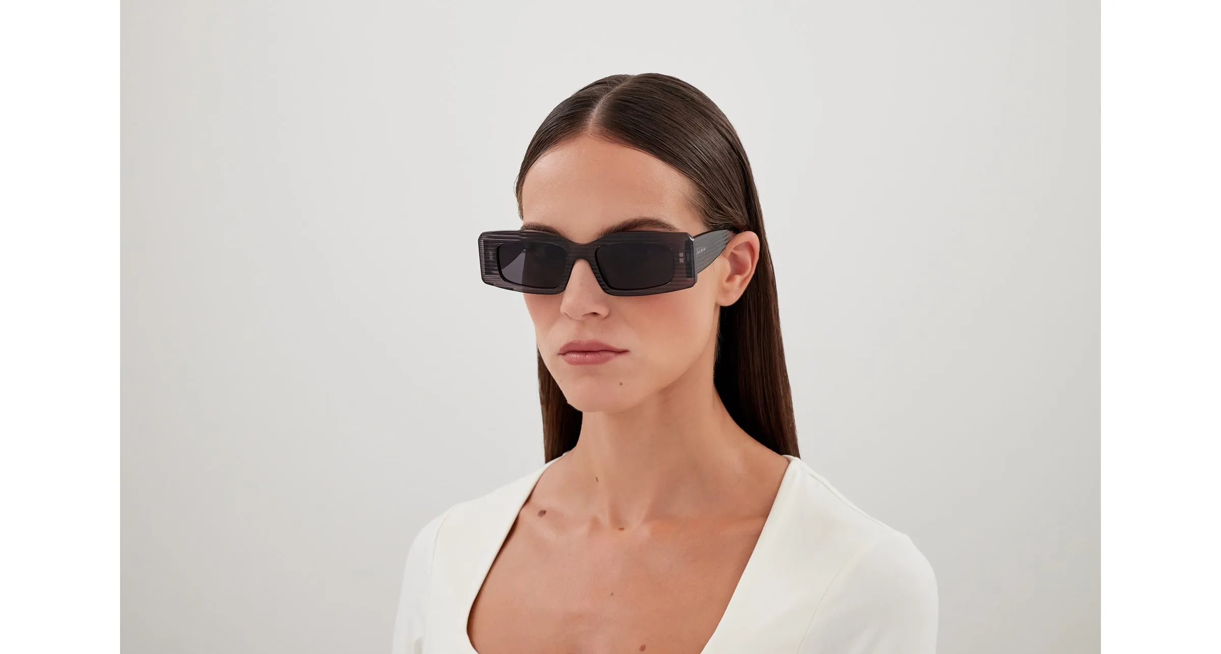 AZZEDINE ALAÏA AA0078S 006 Occhiali da sole Acetato Grigio Grigio Geometrica - immagine 4