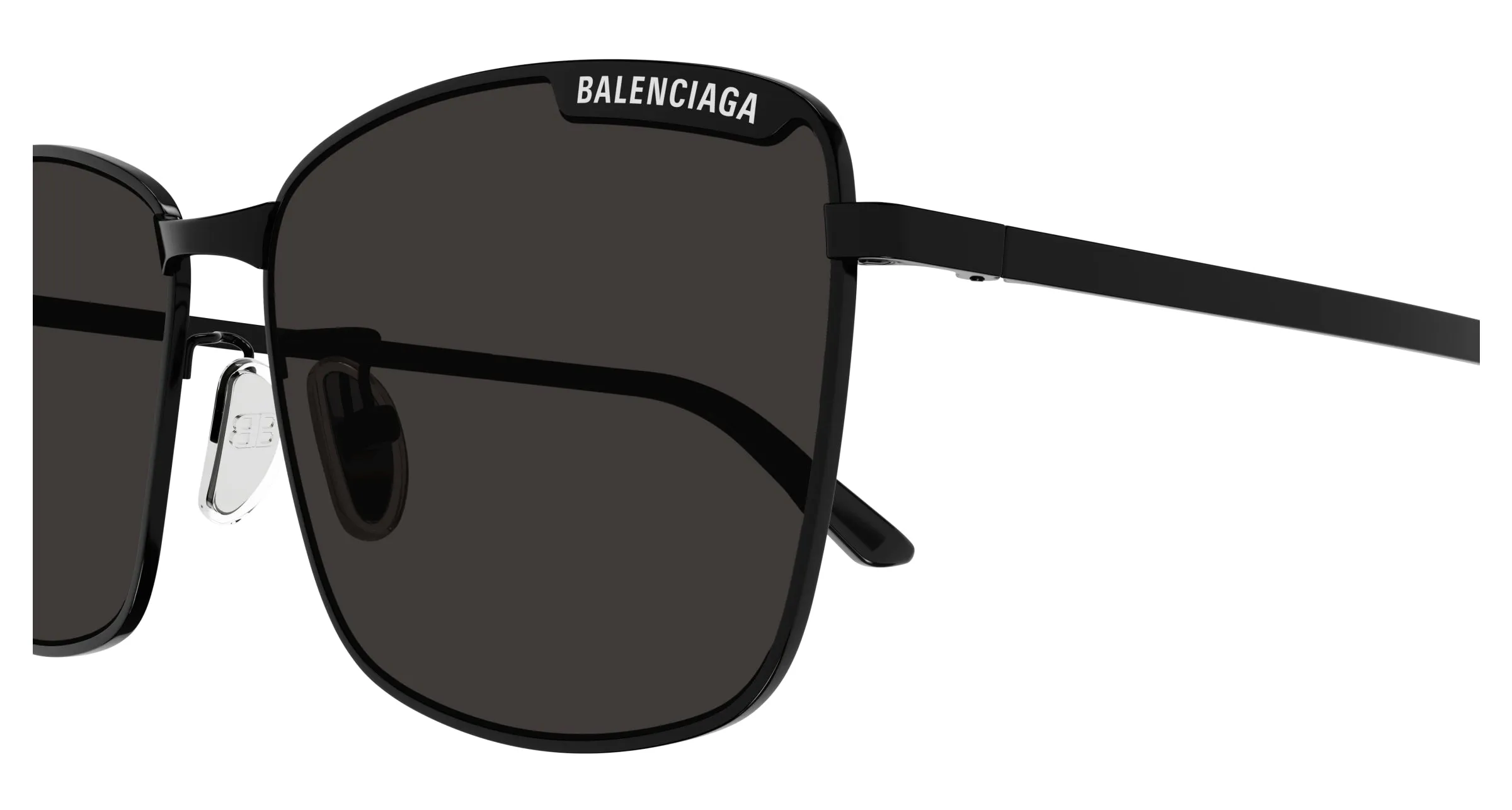 Balenciaga BB0280SA 001 Occhiali da sole Metallo Nero Grigio Squadrata - immagine 3