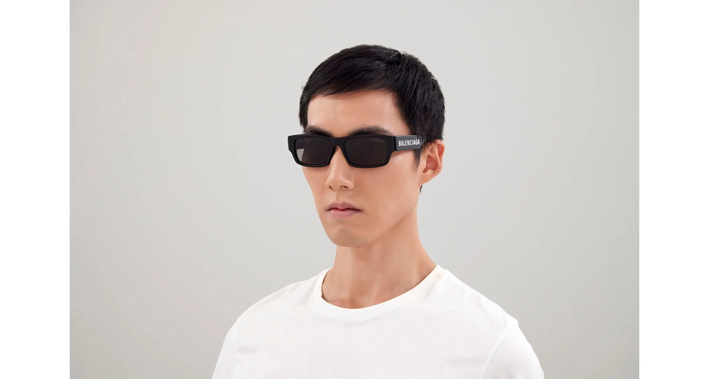 Balenciaga BB0261SA 001 Occhiali da sole Acetato Nero Grigio Squadrata - immagine 4