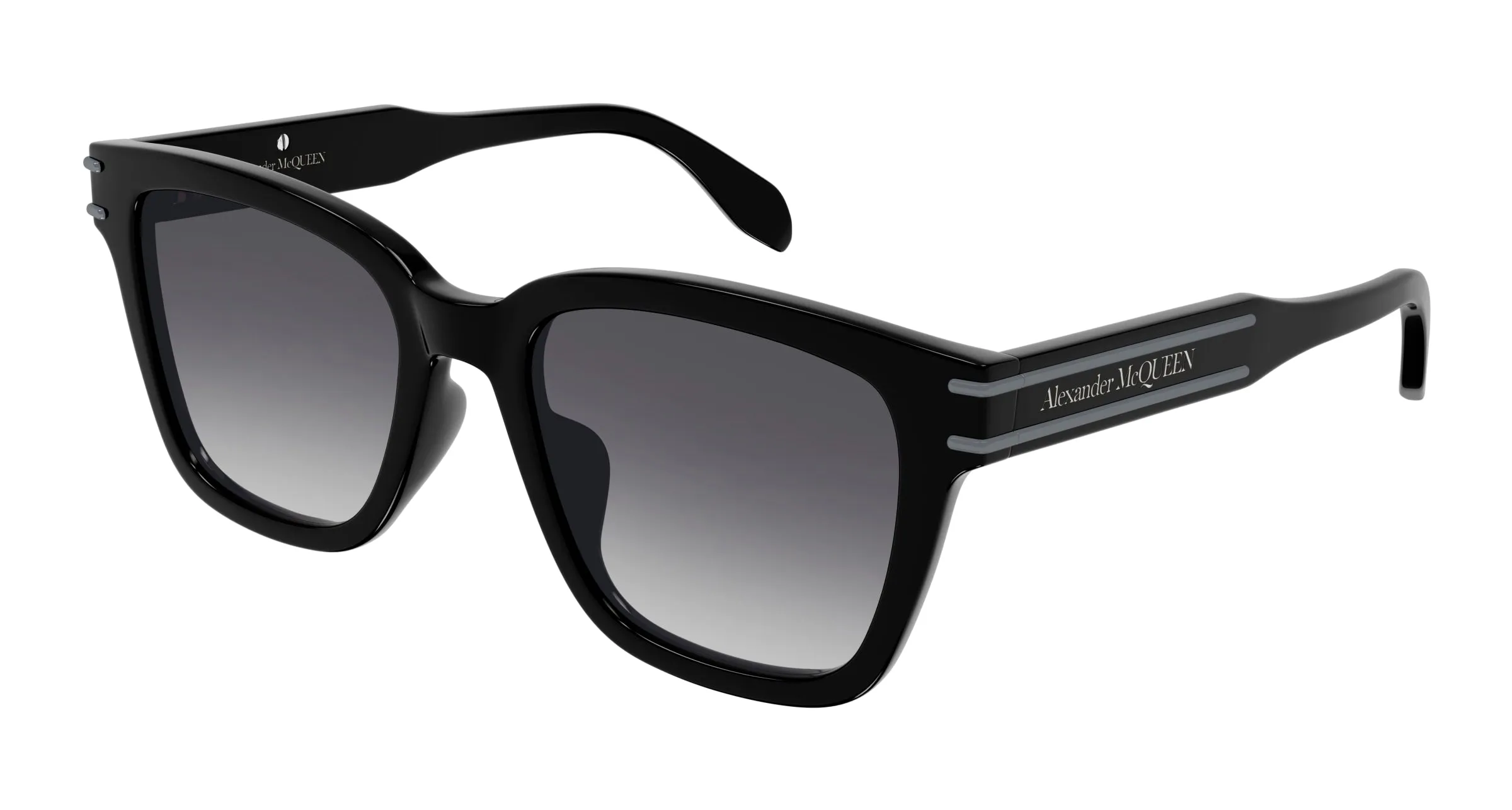 Alexander McQueen AM0399SA 001 Occhiali da sole Acetato Nero Grigio Cat Eye Sfumato - immagine 1