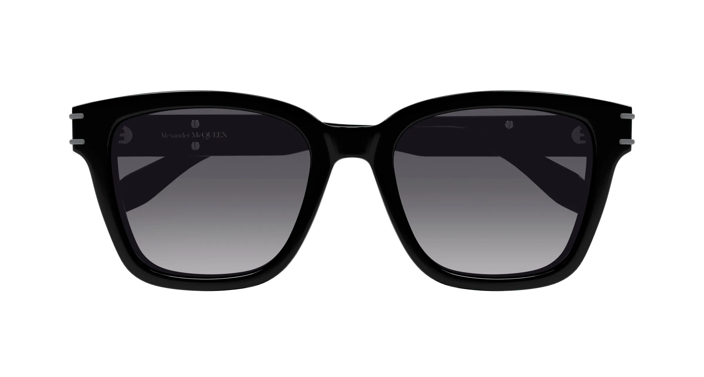 Alexander McQueen AM0399SA 001 Occhiali da sole Acetato Nero Grigio Cat Eye Sfumato - immagine 2