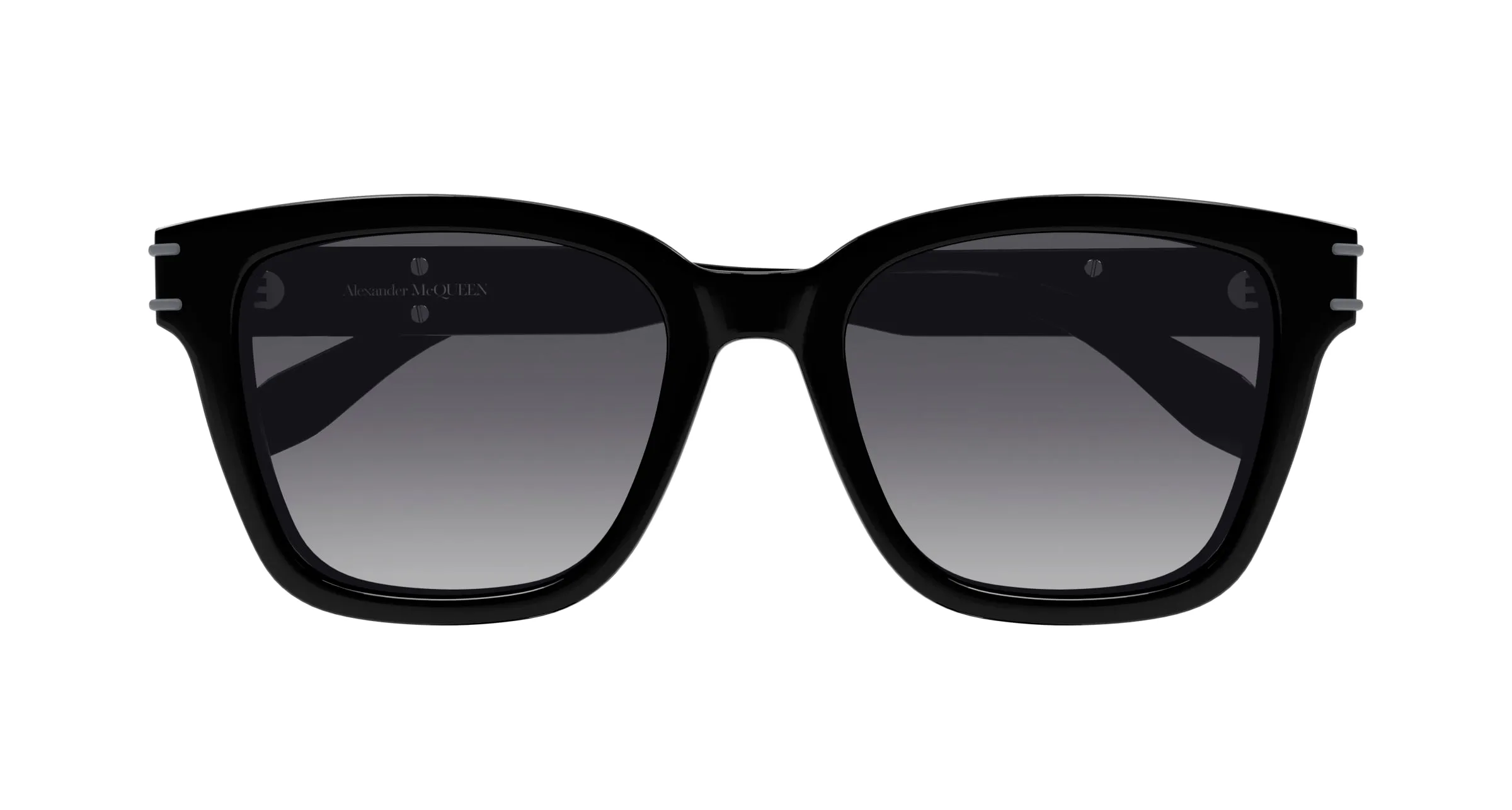 Alexander McQueen AM0399SA 001 Occhiali da sole Acetato Nero Grigio Cat Eye Sfumato - immagine 3