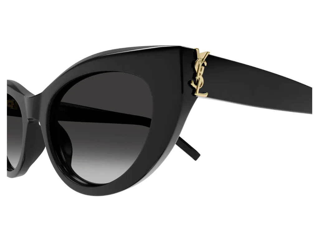 SAINT LAURENT SL M115 002 Occhiali da sole Acetato Nero Grigio Cat Eye Sfumato - immagine 4