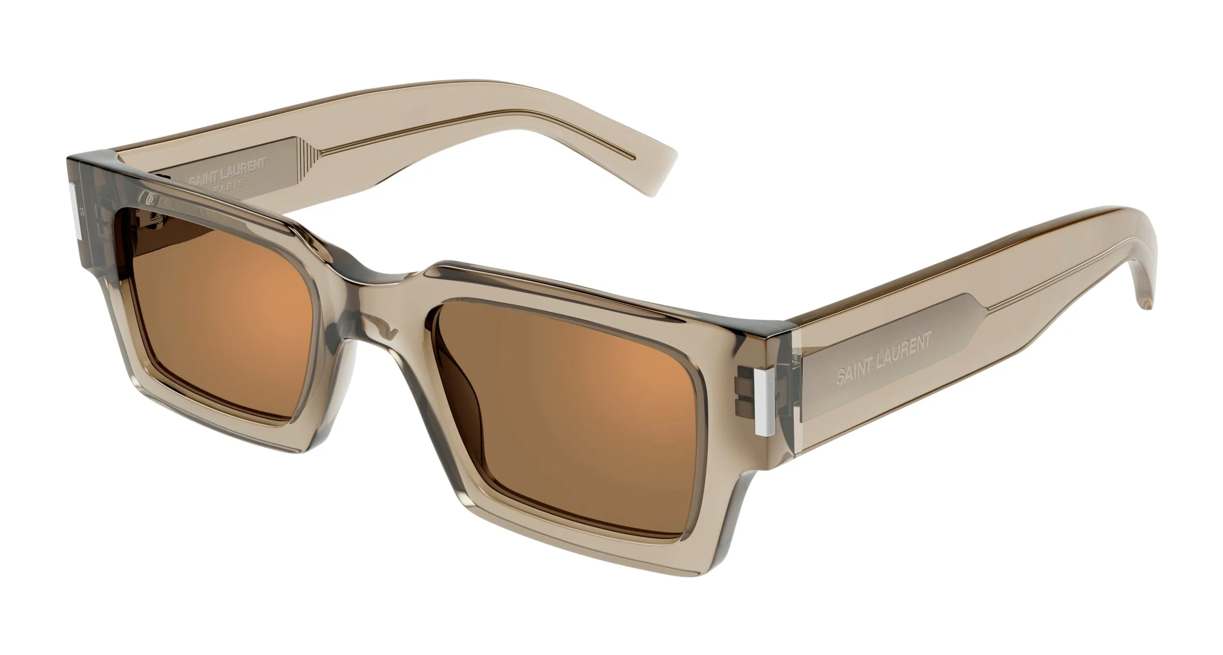 SAINT LAURENT SL 572 006 Occhiali da sole Acetato Giallo Marrone Squadrata Flash - immagine 1