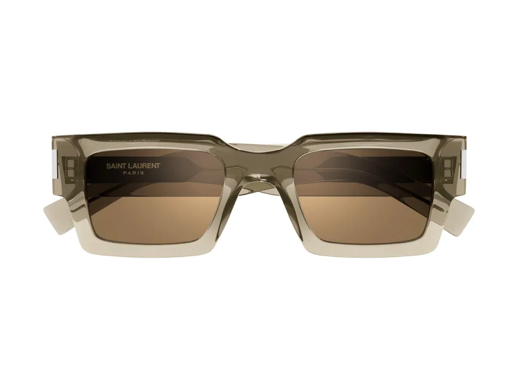SAINT LAURENT SL 572 006 Occhiali da sole Acetato Giallo Marrone Squadrata Flash - immagine 2