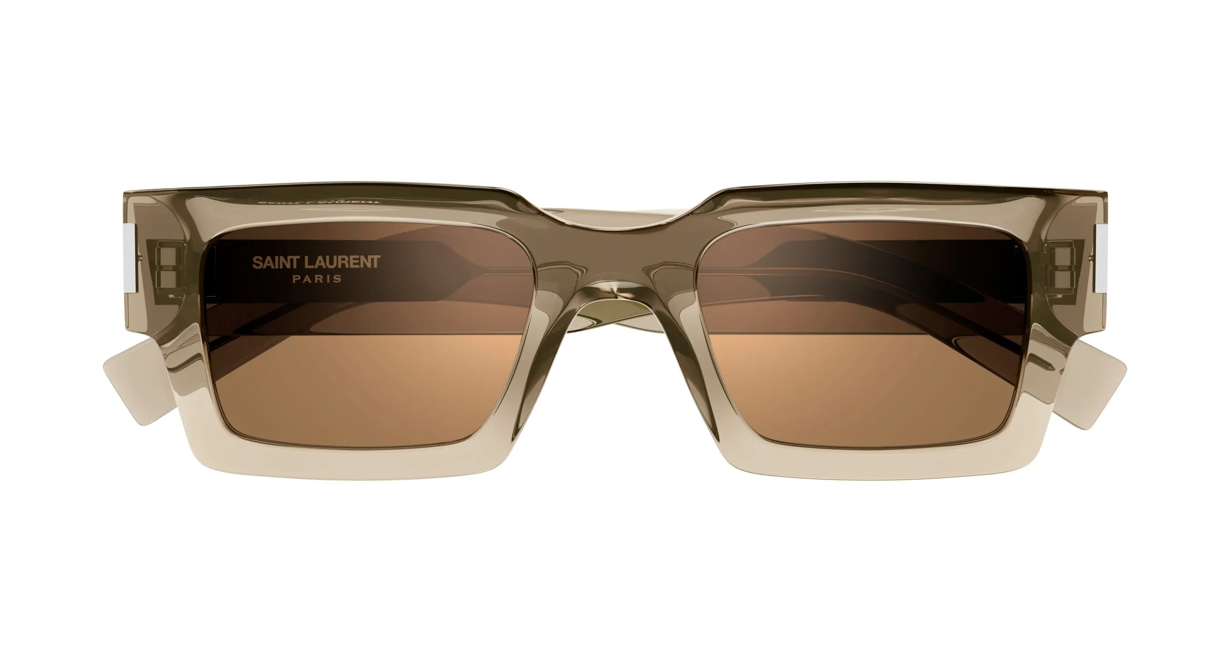 SAINT LAURENT SL 572 006 Occhiali da sole Acetato Giallo Marrone Squadrata Flash - immagine 3