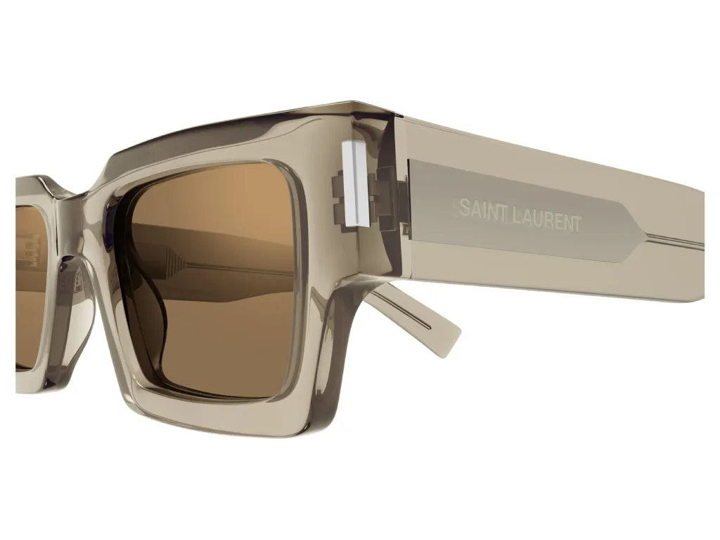 SAINT LAURENT SL 572 006 Occhiali da sole Acetato Giallo Marrone Squadrata Flash - immagine 4