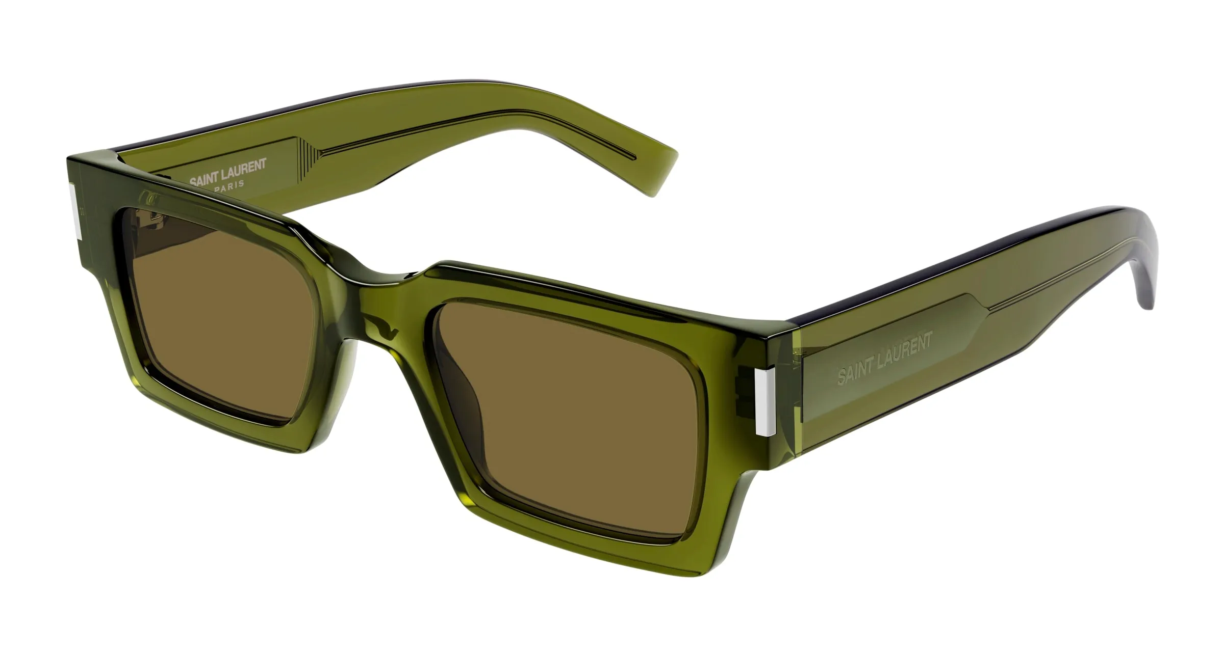 SAINT LAURENT SL 572 005 Occhiali da sole Acetato Verde Marrone Squadrata - immagine 1