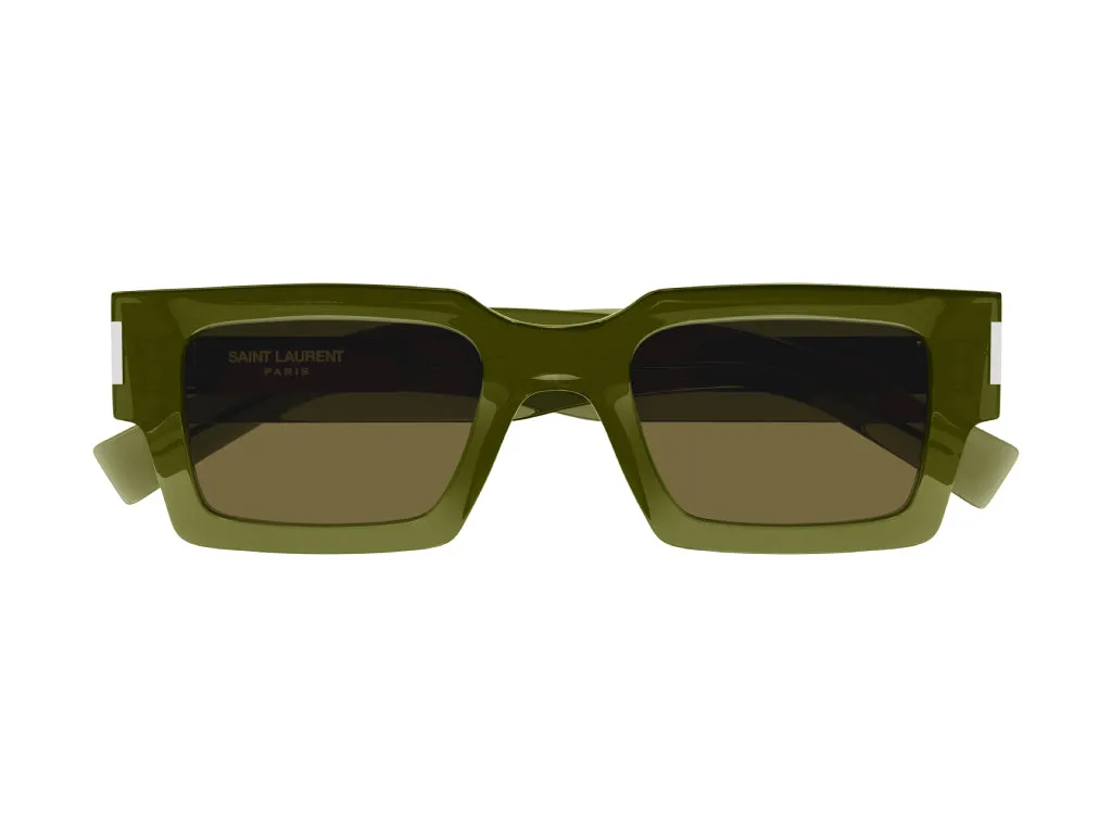 SAINT LAURENT SL 572 005 Occhiali da sole Acetato Verde Marrone Squadrata - immagine 2