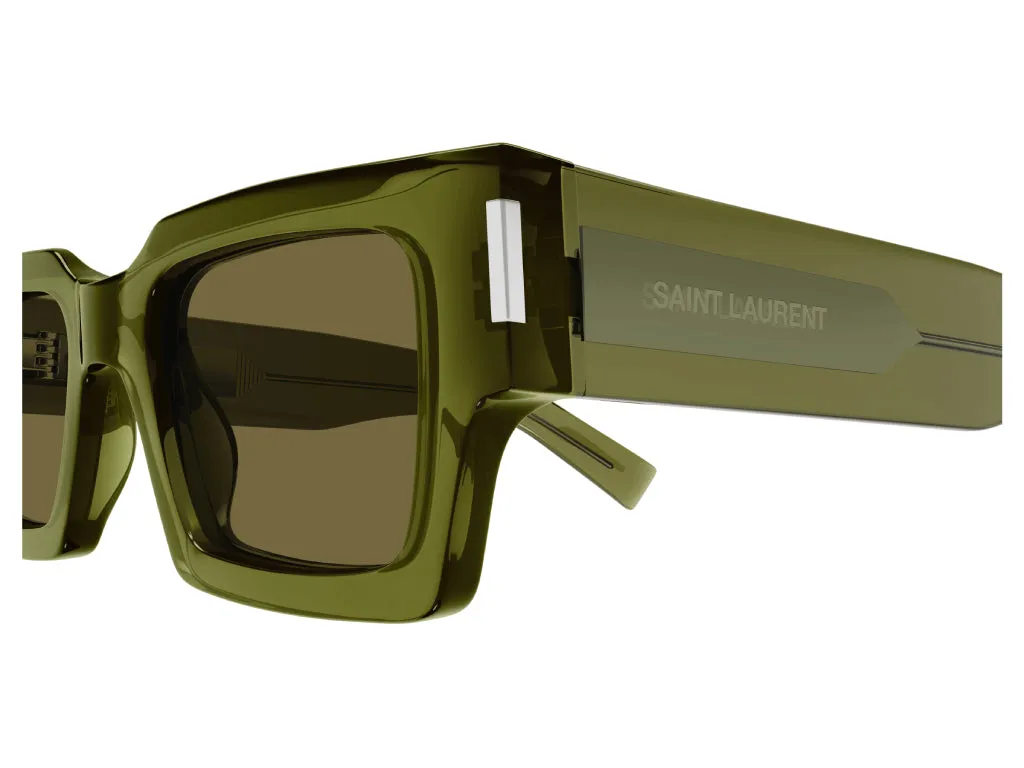 SAINT LAURENT SL 572 005 Occhiali da sole Acetato Verde Marrone Squadrata - immagine 4